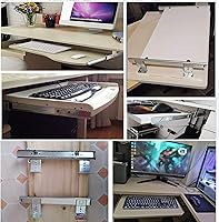 Vista 7 de 1 par de corredores de rodamientos de bolas de metal resistente, puede soportar 132.3 lbs, para bandeja de teclado de escritorio de computadora