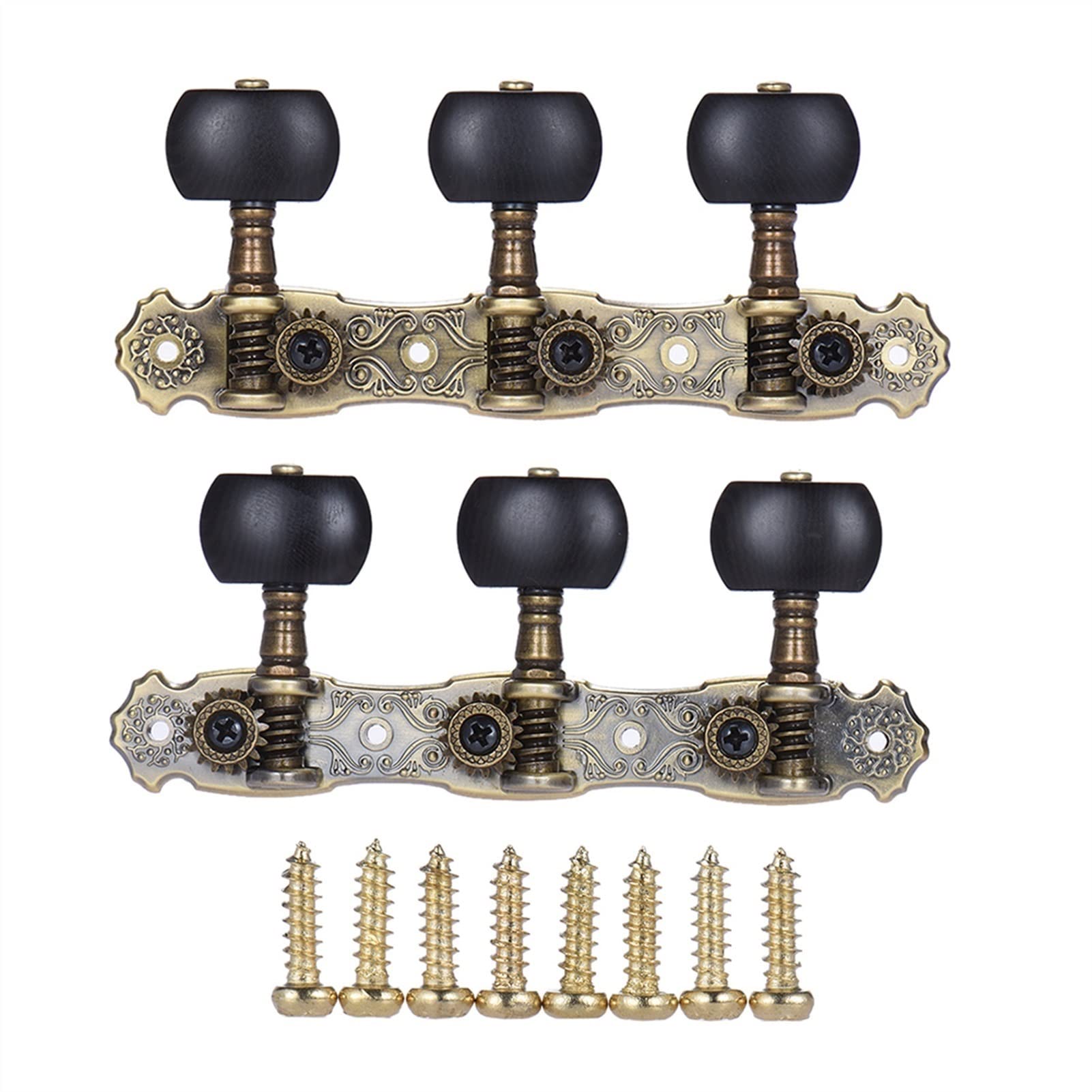 Stimmwirbel Gitarrensaiten 2 PCs (L & R Klassische Gitarrenstimmen Peg Bronze Plattierte Machine Köpfe 1: 16 Tuningschlüsselknöpfe (Color : Bronze Plated)