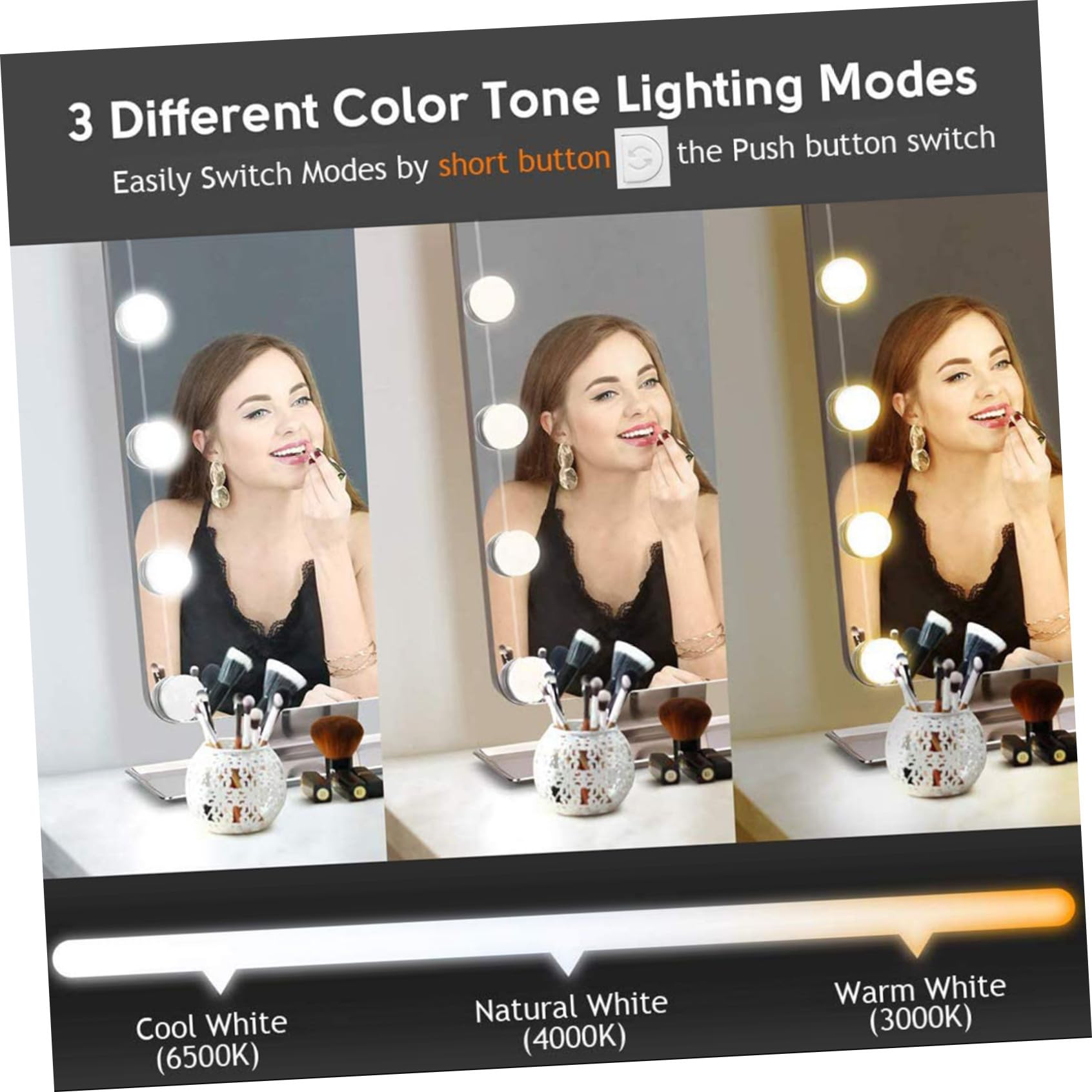 MAGICLULU 10 Ampoules LED Adhésives pour Miroir de Maquillage Blanc, Lumière Dimmable, Installation Facile, Éclairage Polyvalent pour Salle de Bain et Coiffeuse