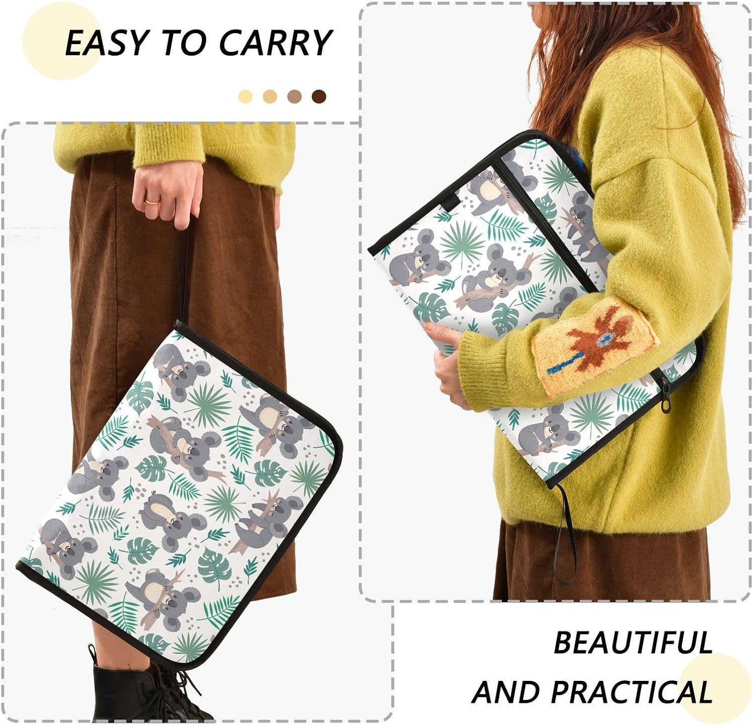 Koala Cute Australian Bear File Folders,Plastic Folders with 13 Pockets,Expandable File Folder for Documents School Students Office,Aesthetic Folder with Labels A4 Letter Size image 4