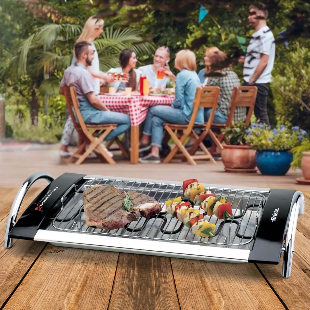 Ariete 732 Churrasco Grill Doppia Griglia con Vassoio in Alluminio, Potenza 2000 W, Regolazione Temperatura da 60° a 250°
