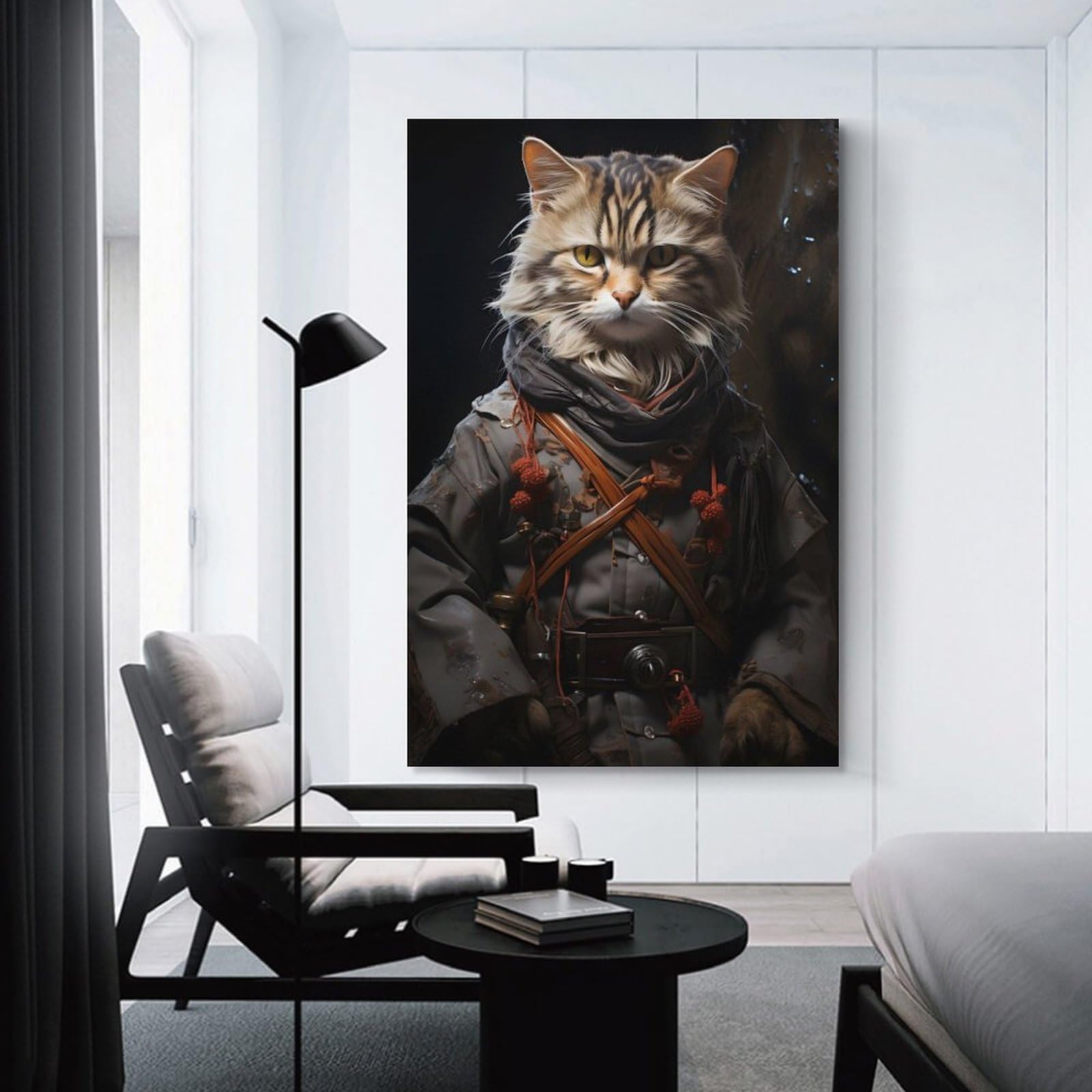 Junmoney Unframe-Cat In Uniform Cat In Uniform Decorative Wall Artwork, 24X36inch(60X90cm), For Hallway, Lounge Or Guest Room, Decorative Present For New Homes