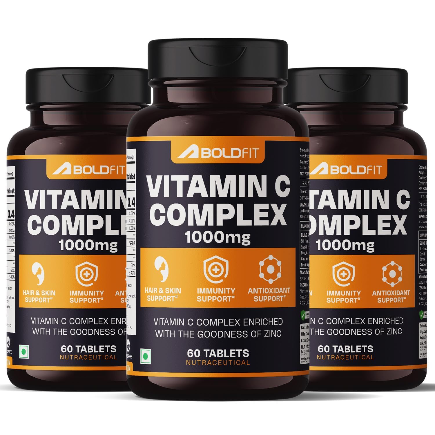 Vitamin C Complex 1000mg with Amla Zinc For Immune Support for adults Antioxidant Supplement Supports Collagen For Hair Skin Nails Joints, 180 Tablets
