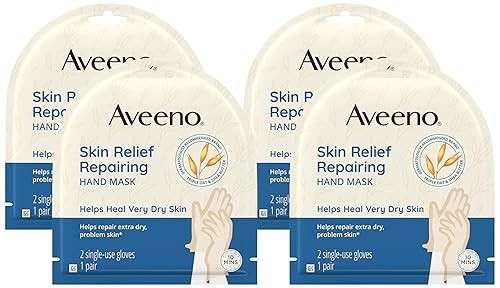 Miniatura 9 de Aveeno Mascarilla reparadora para aliviar la piel, guantes hidratantes con avena prebiótica y manteca de karité para piel muy seca, cuidado de manos