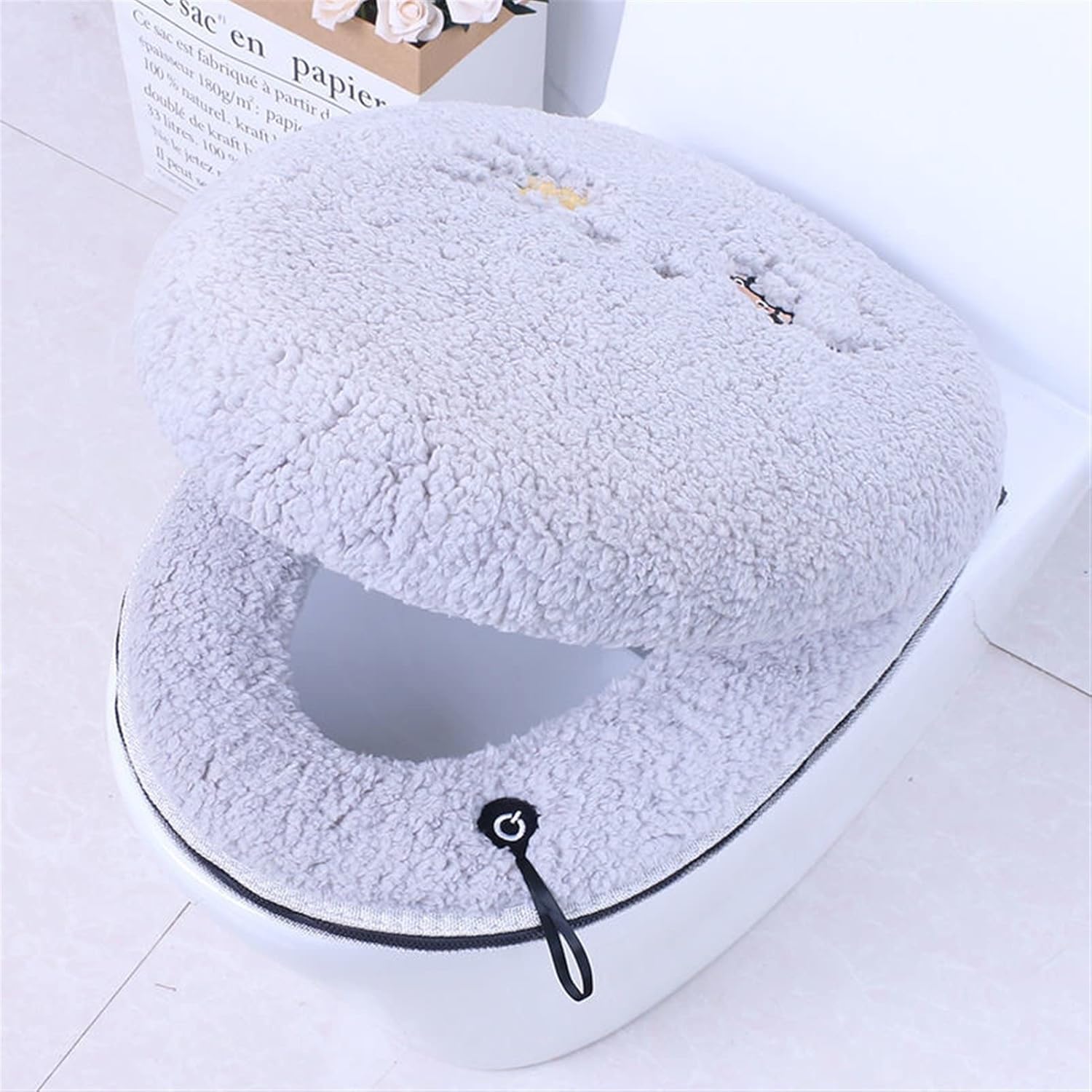 Thickened Toilet Seat Cover Soft Closestool Mat General Zipper PU Waterproof Toilet Ring Pad