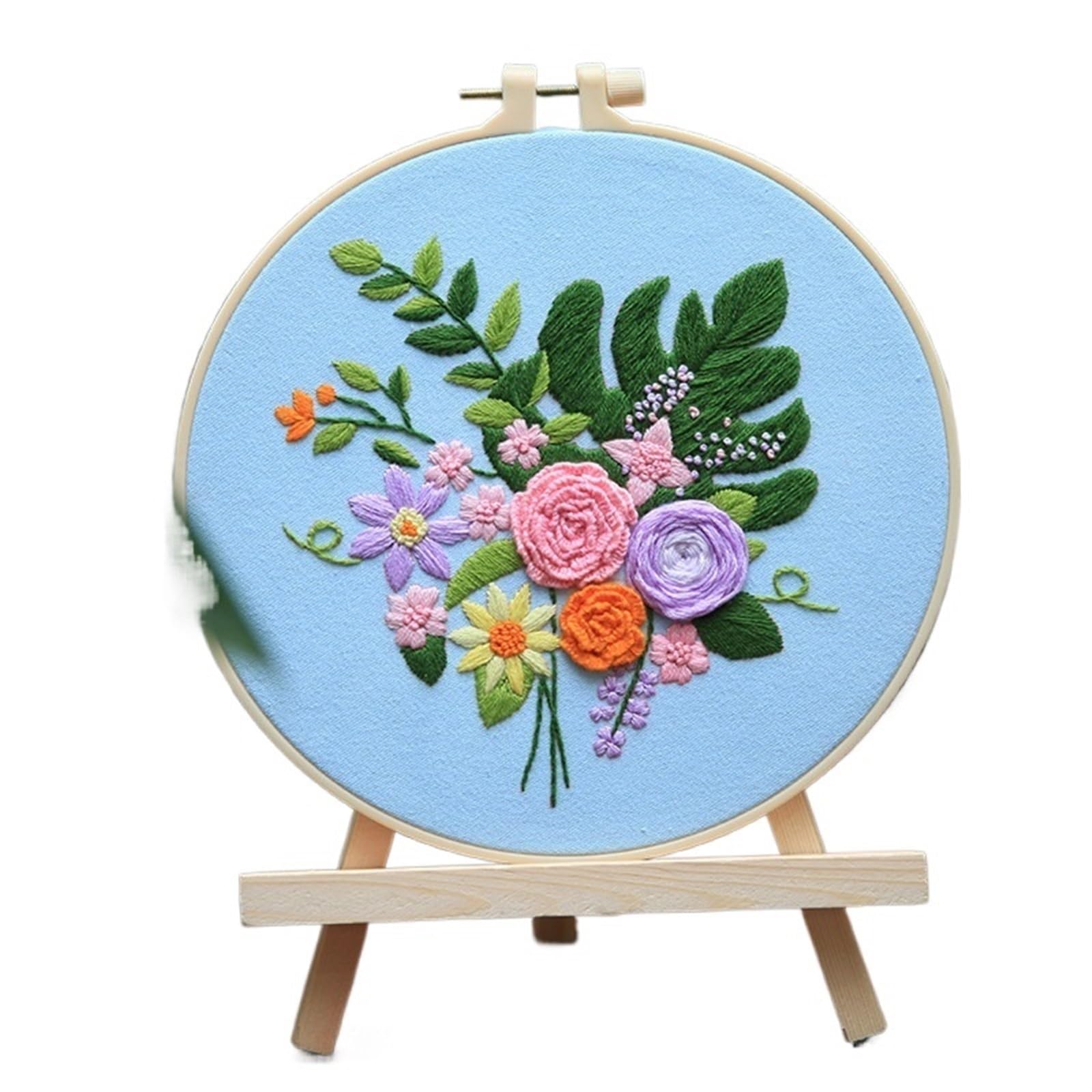 LKLNKVL embroidery, Embroidery Kit， Flower Stamped Kit(Color 02,Without hoop)