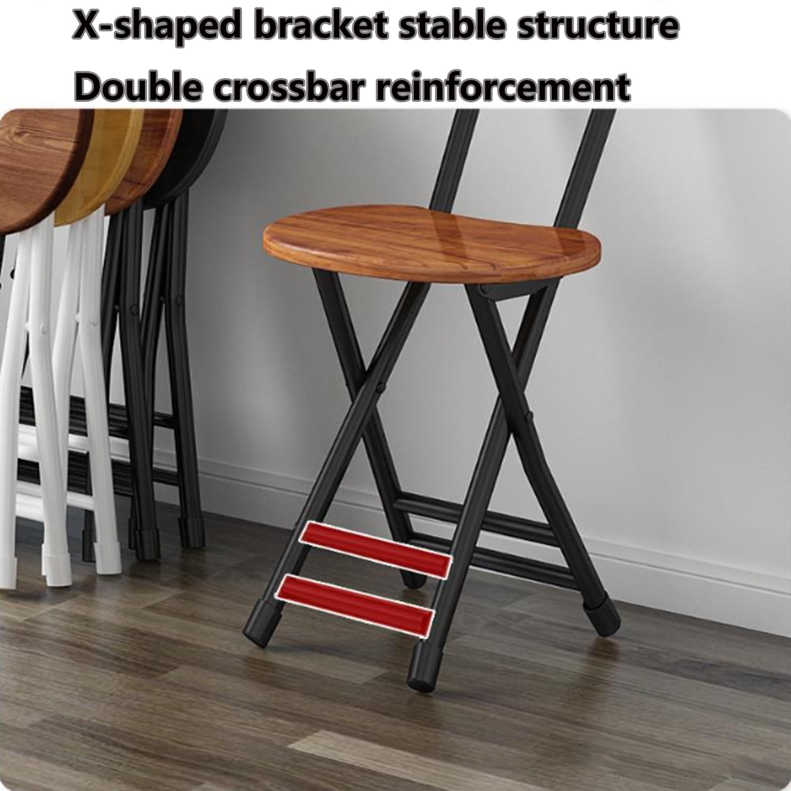 Tabouret Pliant Confortable Avec Dossier - Chaise Pliante Intérieure Noire Coussin Rembourré, Gain De Place Idéal Pour Maison Et Appartement