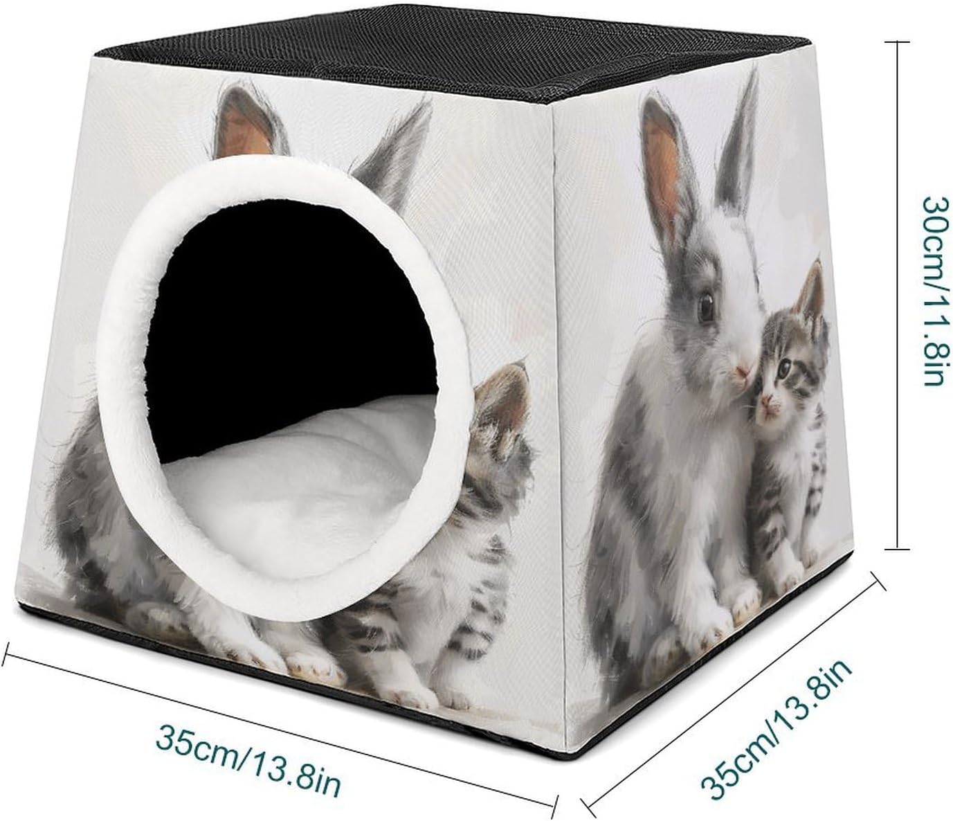 Pet Sleeping Nest Bed, Rabbit and Cat Printed Dog House Cat Nest, Winter Pet House are Suitable for Most Cats, Dogs, and Other Small Pets