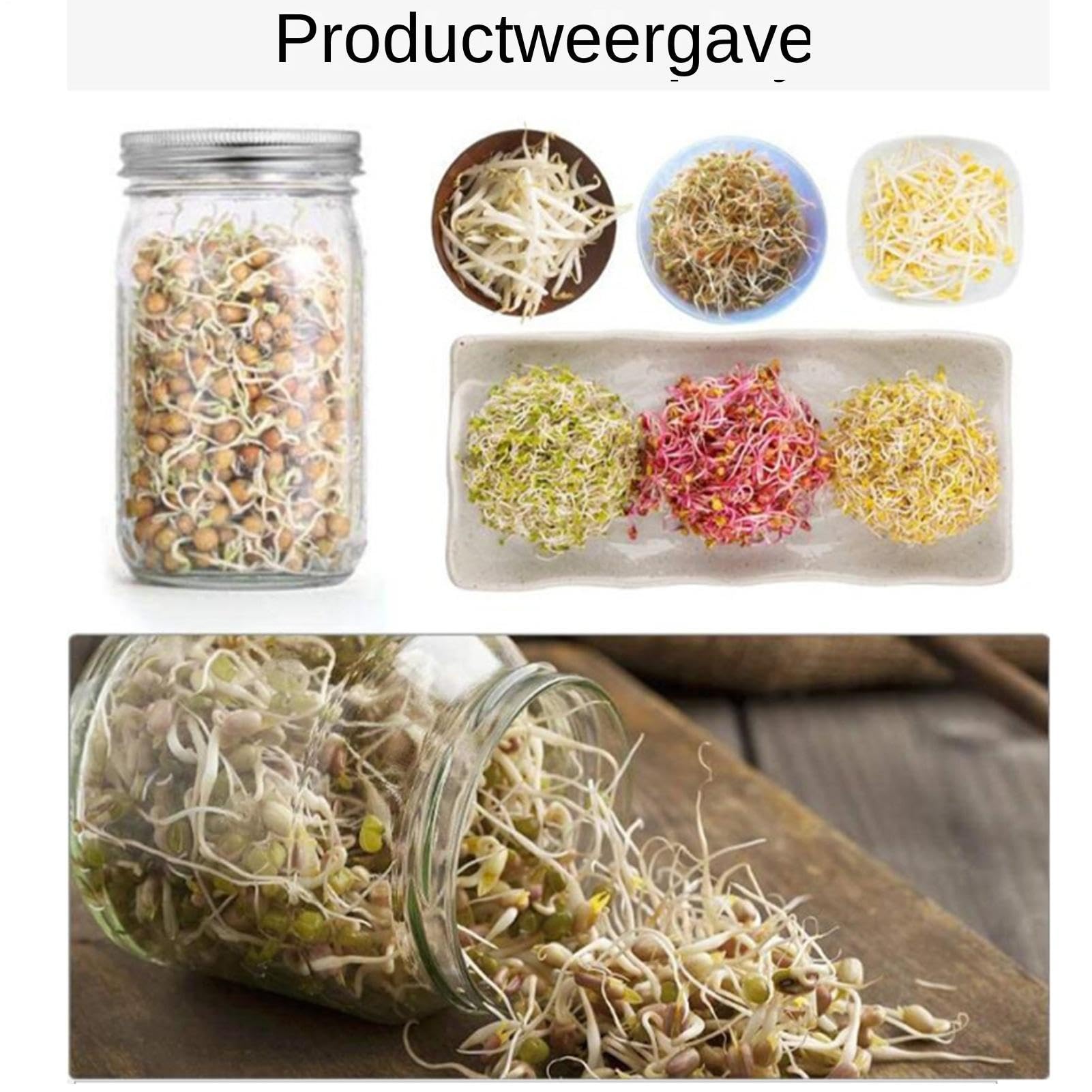 Frasco Germinador Con Ancha con Rejilla de Acero Inoxidable con Opaca y | Kit Germinador de Brotes Para Hogar Cocina Sala De Estar Balcón Legumbres Frutos Secos Granos Brócoli