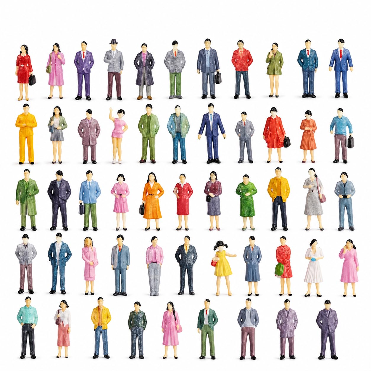 HhBdy Lot De 60 Figurines Miniatures 1:87 – Personnages Peints En Diverses Poses, Pour Maquettes Et Trains