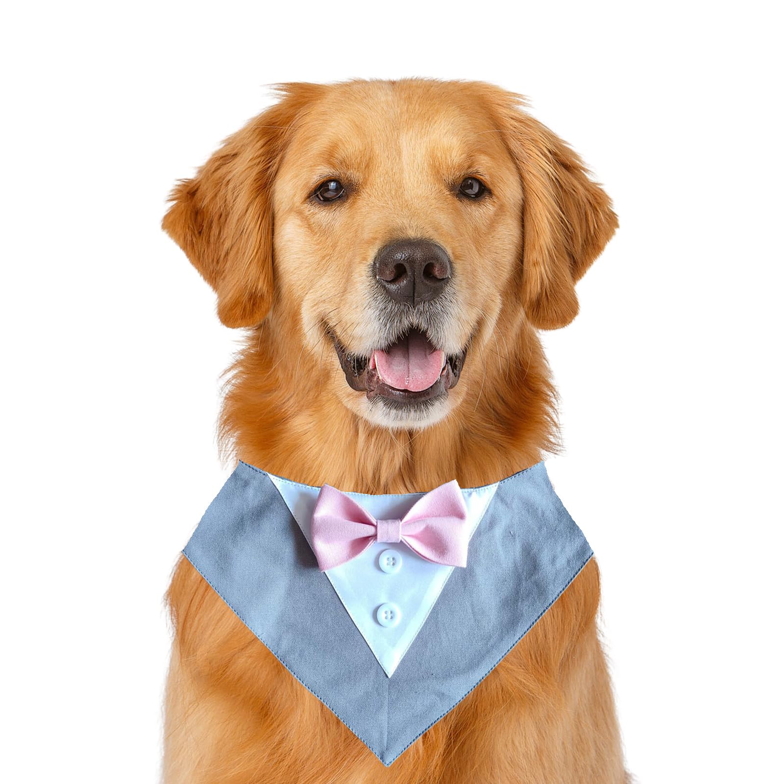 Dog Wedding Bandana,Formal Pet Tuxedo Bow Tie Triangular Scarf Adjustable Dog Birthday Party Bib Valentines Bowtie Scarf_L(Grey)