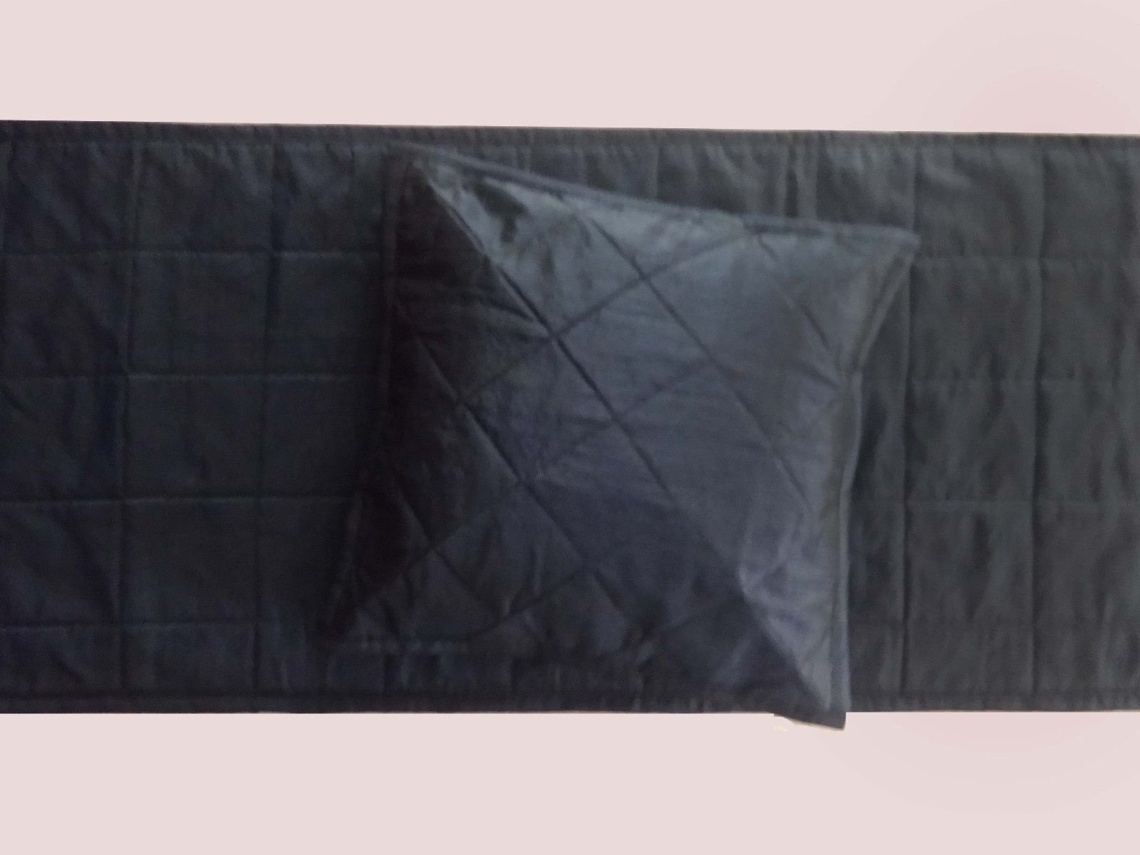 Quilted Bed Runner - Navy Blue Bed Scarf Long Side Runner Throw King/Queen/Twin Size with Decorative Cushion Cover Polyester 20