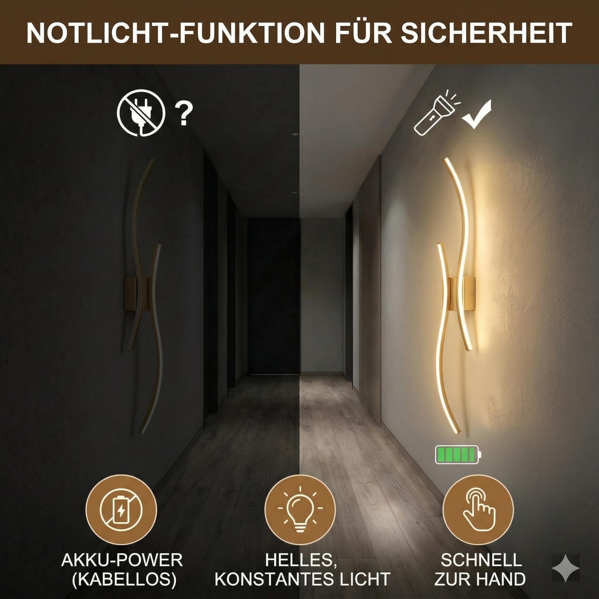 Kinkiet wewnętrzny z akumulatorem 10 000 mAh, zestaw 2 szt. 100 cm, lampa ścienna LED, ściemniana, z pilotem zdalnego sterowania, nowoczesne oświetlenie ścienne, wzornictwo fali, bezprzewodowa