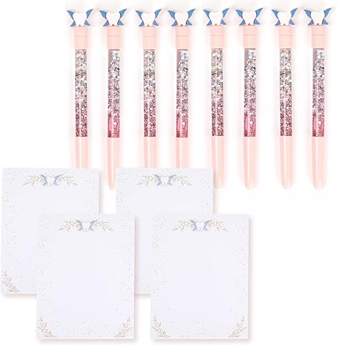 Miniatura 10 de Juego de bolígrafo y bloc de notas con diseño de hada de dientes, incluye bolígrafos flotantes con purpurina y almohadilla de papel de 50 hojas,