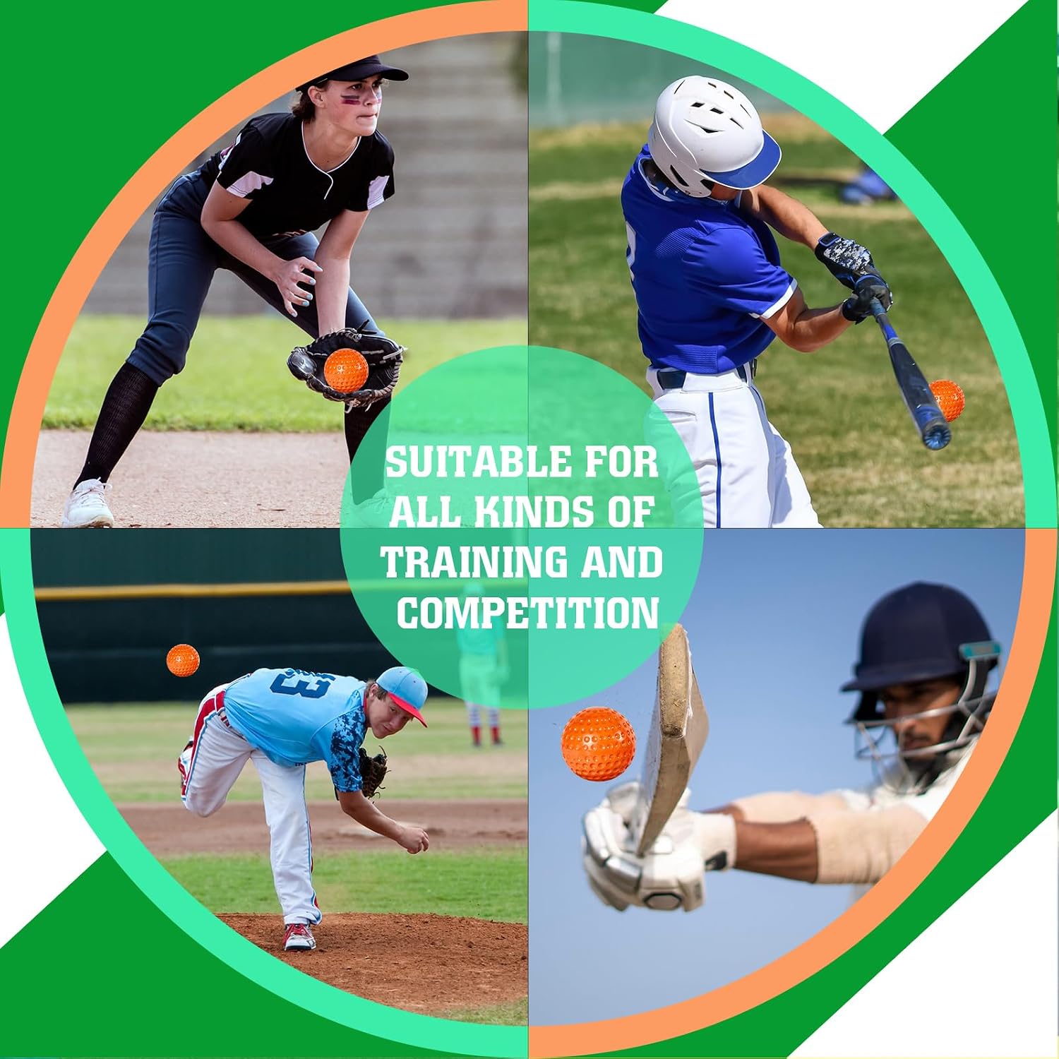 Deekin 24 PCS Pitching Machine Softballs, Dimpled Softballs, Practice Foam Sport Pitching Machine Professional Ball for Hitting and Fielding Practice, 2 Dozen