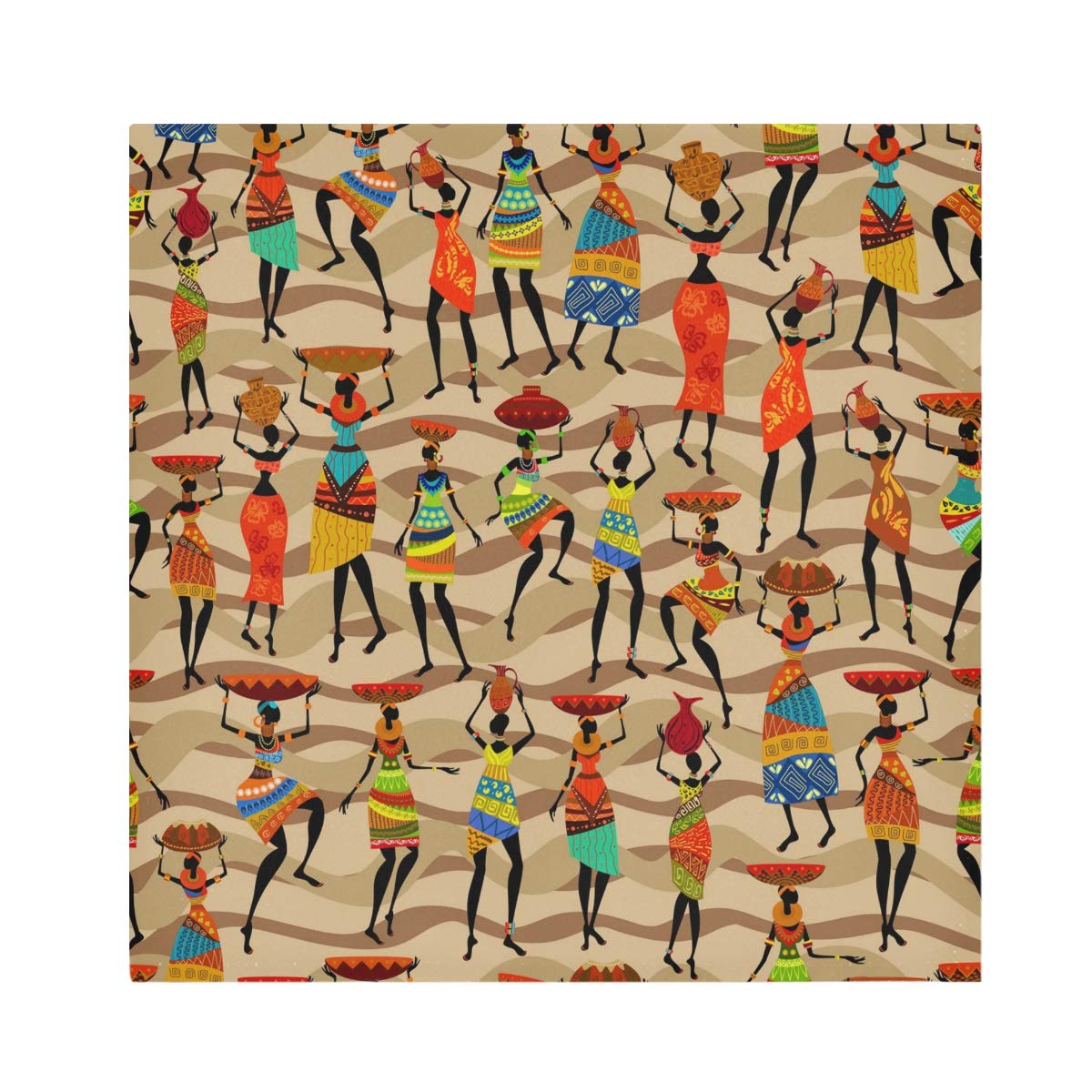 TropicalLife Napkins Ethnic African Women Dinner Napkin Paper Satin Polyester Cloth Reusable Napkins for Table Kids 20x20 in, 6 Pcs