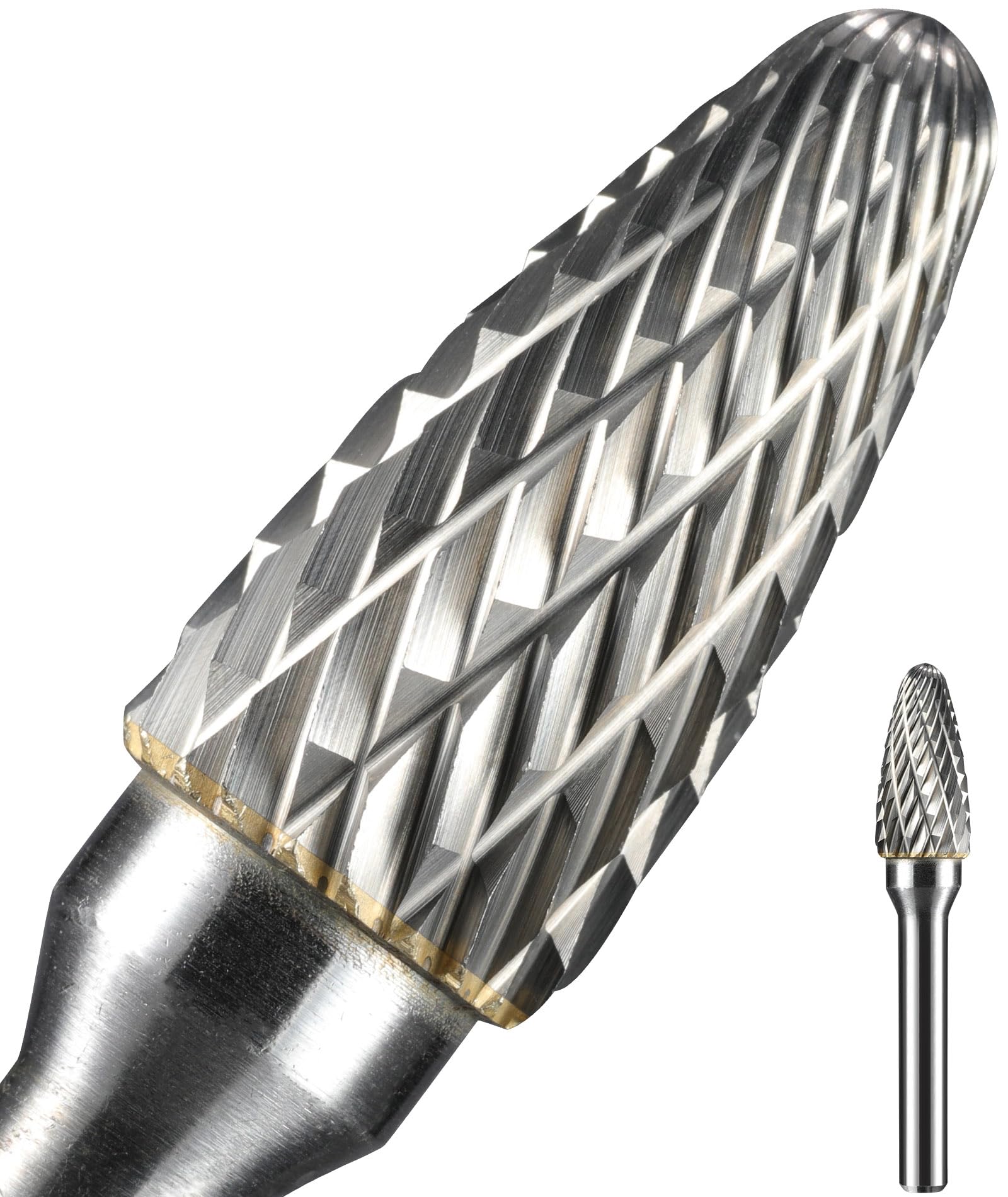 Sworker 1Pc 1/4 Carbide Burr Set 1/4" Shank Head Dia 1/2" Tree-Shape Die Grinder Bits Rotary Tools Attachment Kit Rasp Accessories Metal Wood Stone Steel Grinding Deburring Cutting Porting Carving