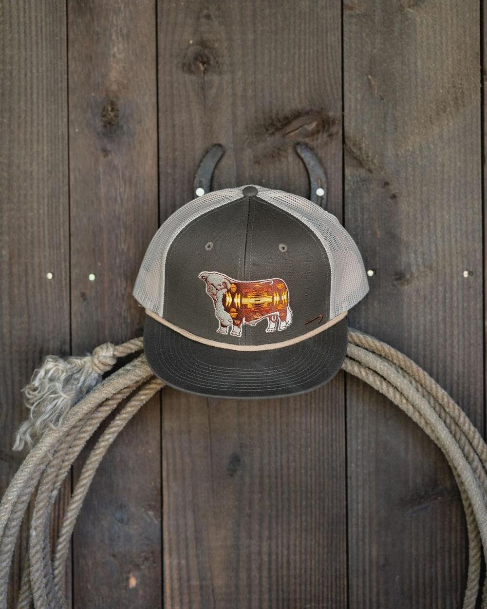 Lazy J Ranch Apache Hereford Bull Classic Trucker Rope Hat - Adjustable Unisex Country Hats - Image 5