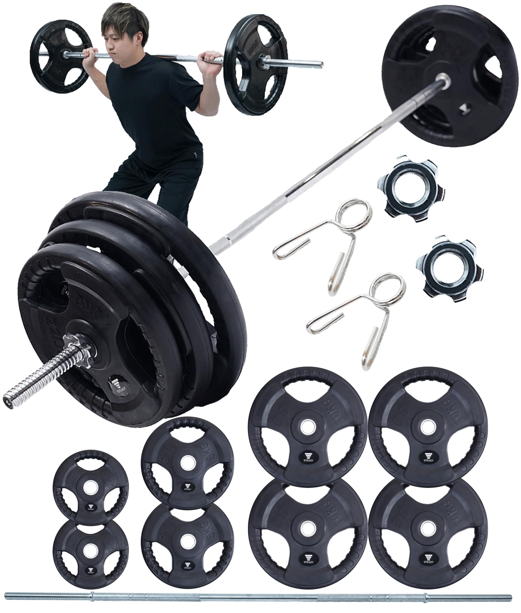 Amazon.co.jp: STEADY バーベルシャフト プレート セット 60/80/100  