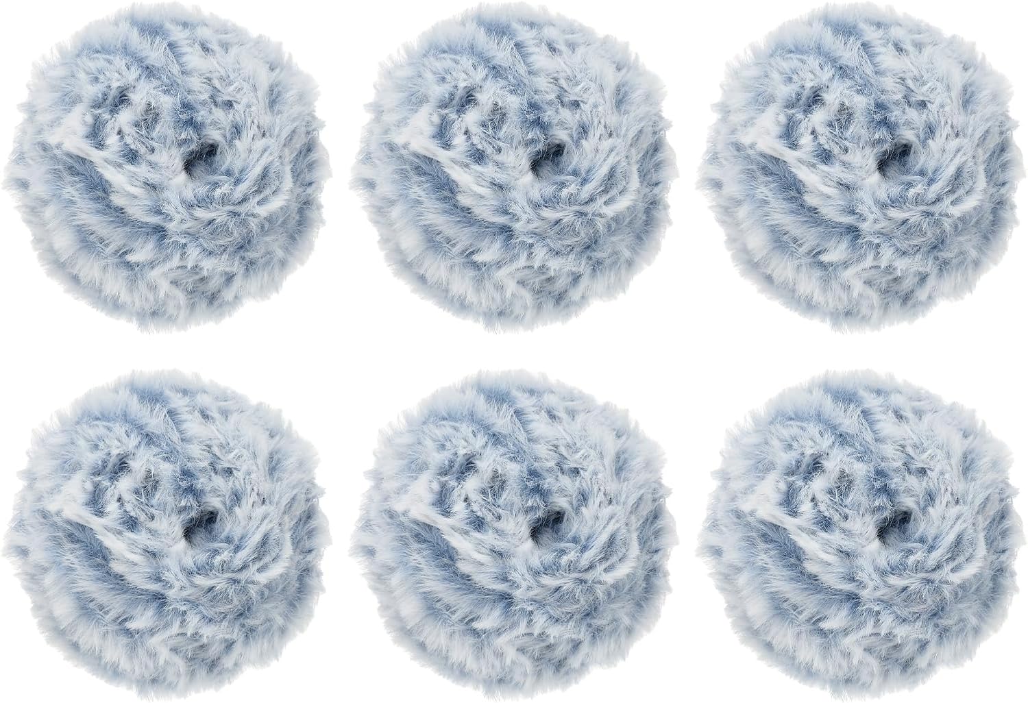 PATIKIL 35yds Faux Fur Yarn, 6 Skeins 0.6" OD 50g Soft Fuzzy Yarn Crochet Fluffy Chunky Polyester Plush Fur for Crocheting and Hand Knitting Shawls Hat Blanket Rug, Blue White