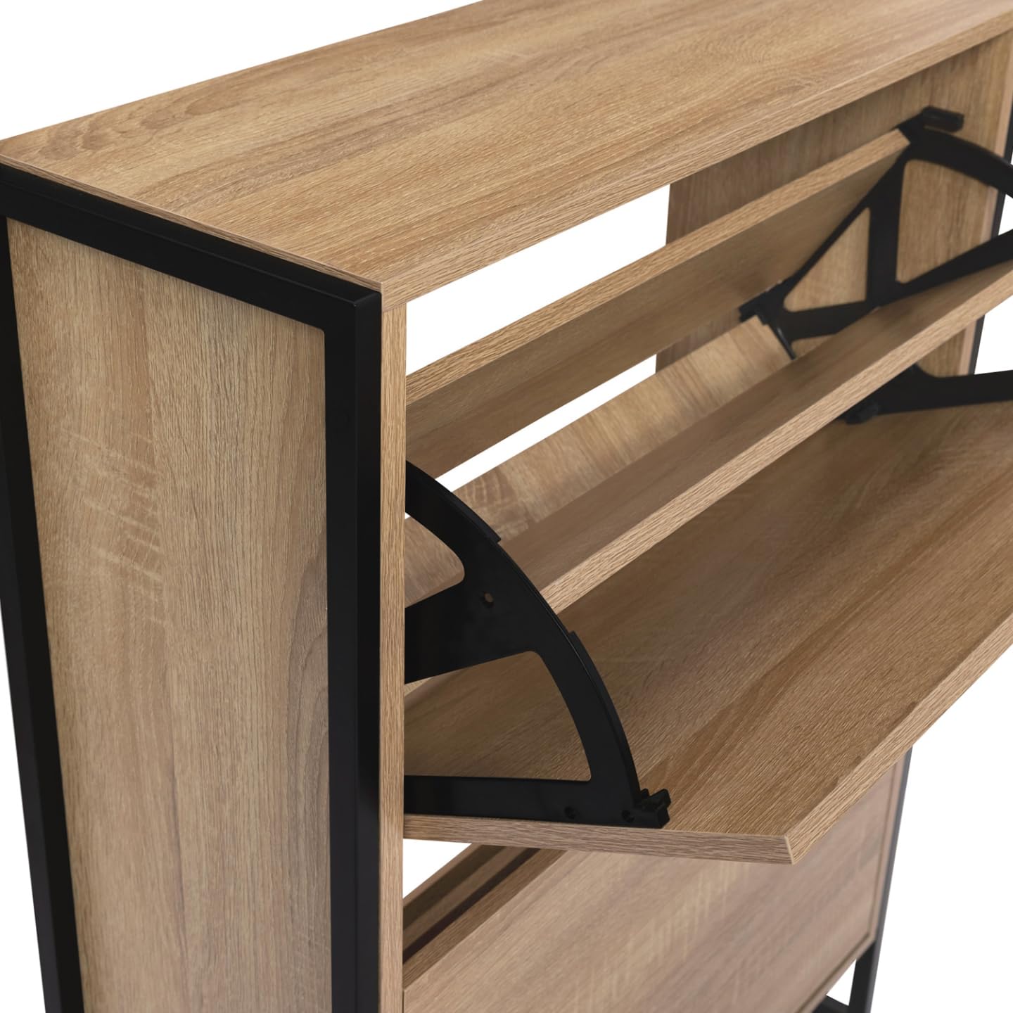 IDMarket - Mobile da ingresso, appendiabiti e scarpiera 2 ante di design industriale DETROIT