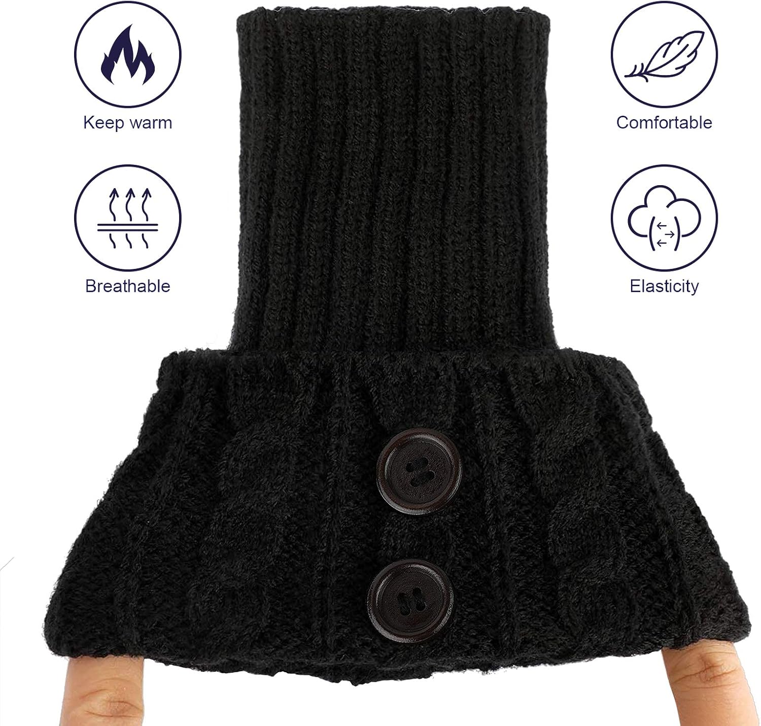 PHOGARY 3 Pairs Winter Warm Boot Cuffs for Women, Crochet Knitted Boot Socks for Girls Short Leg