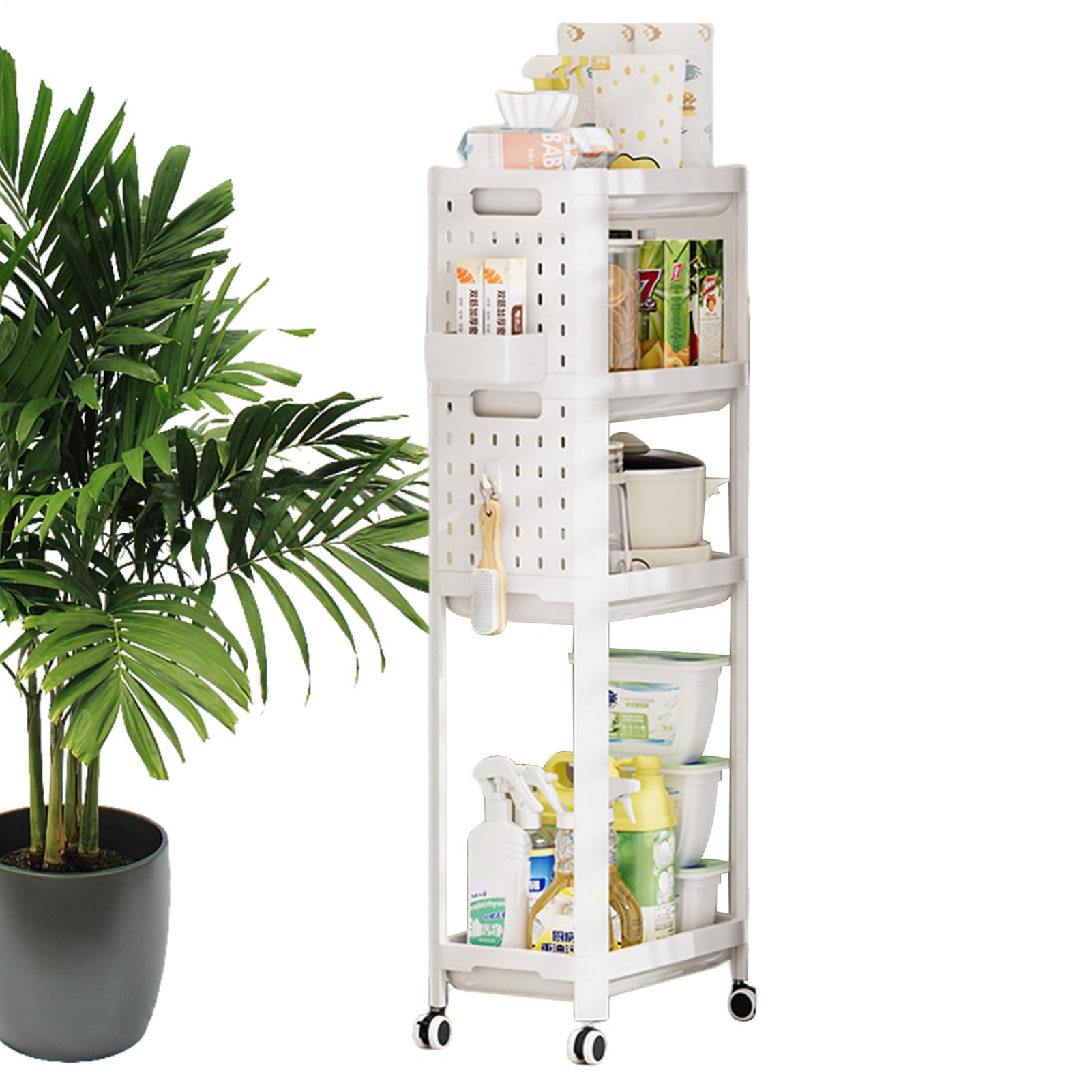 carrello multiuso | Scaffale multi-livello per condimenti | Trasportino mobile per condimenti da cucina, carrello organizer per rotolamento, per garage