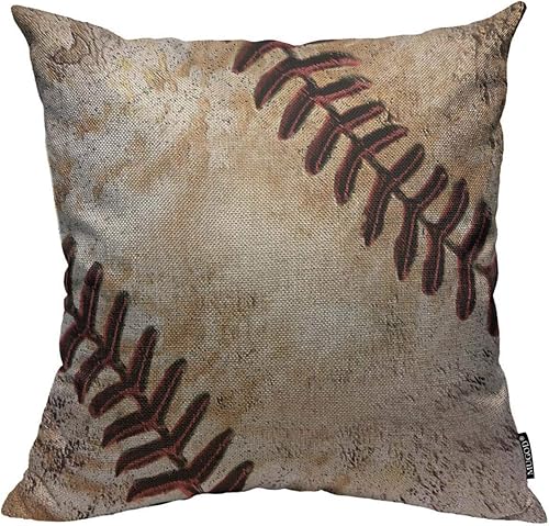Mugod Funda de almohada cuadrada decorativa vintage de béisbol para el hogar, para hombres y mujeres, para dormitorio, sala de estar, funda de cojín