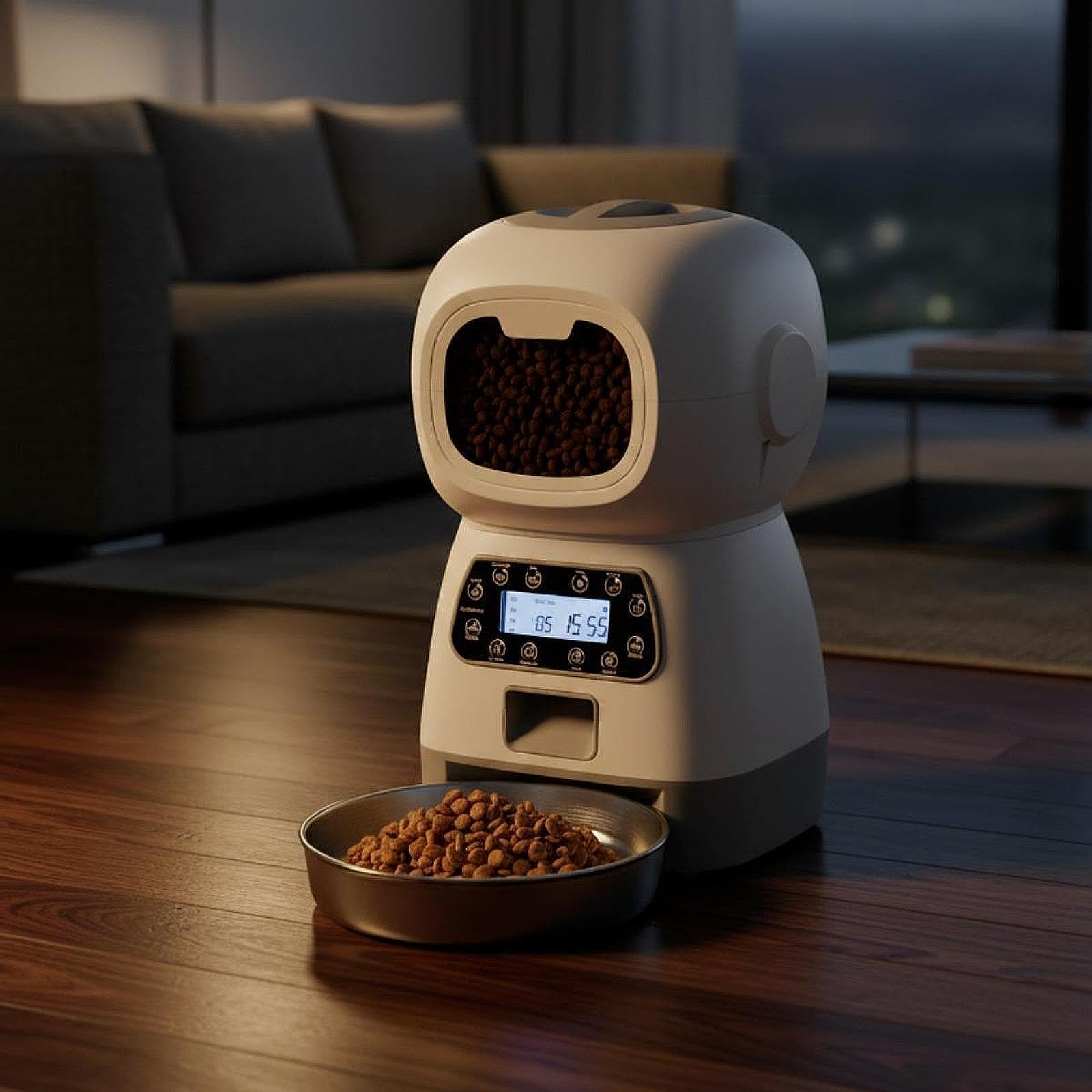 Distributore Automatico di Cibo per Animali Domestici, 4 Pasti, Grande capacità, Bianco, per Piccoli Animali E Cuccioli