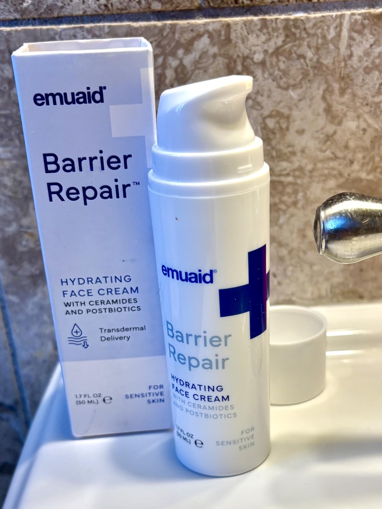 emuaid Barrier Repair Hydrating Face Cream, Deeply Hydrating Moisturizer for Sensitive Skin, Facial Moisturizer, Face Cream with Ceramides, Postbiotics & Antioxidants, 1.7 oz