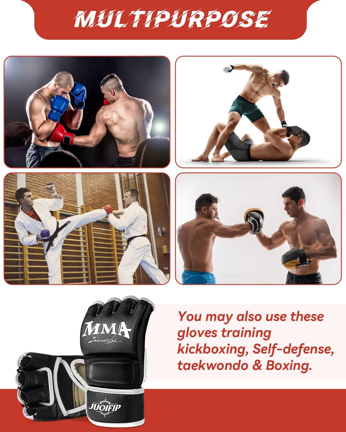 Bolsa de Boxeo Guantes de Cuero Sintético Guantes de Boxeo Pesada Entrenamiento MMA UFC