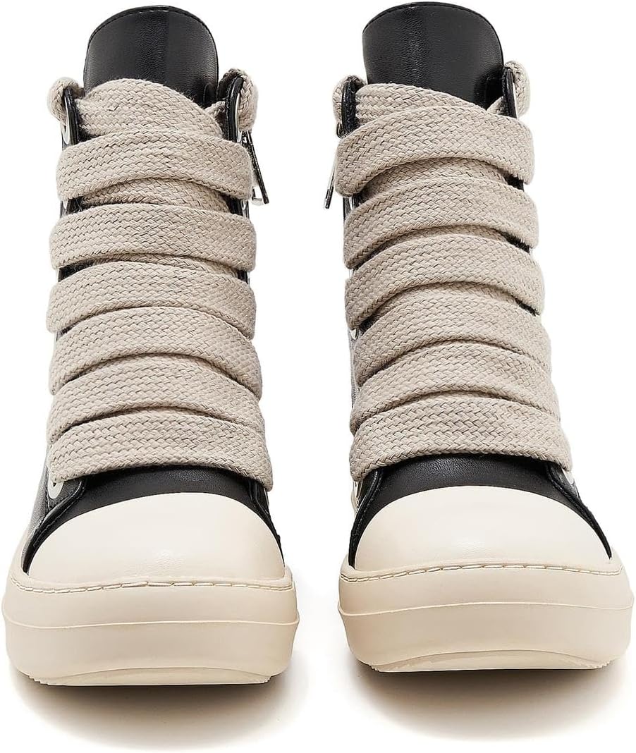 Womens High Top Sneakers Jumbo Lace-up Platform Comfort Trainers Thick Soles Walking Casual Shoes - Image 7