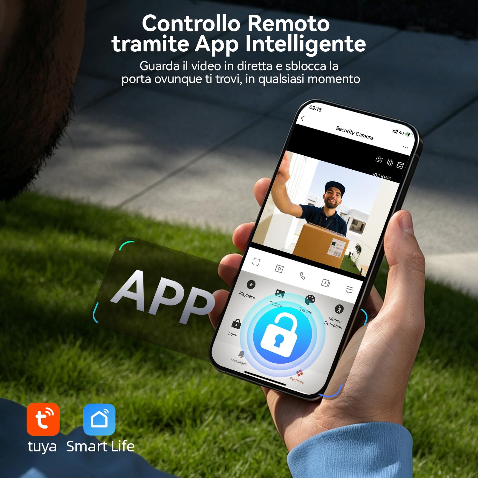 TMEZON Videocitofono WiFi Smart,Sblocco con Impronta Digitale,Monofamiliare