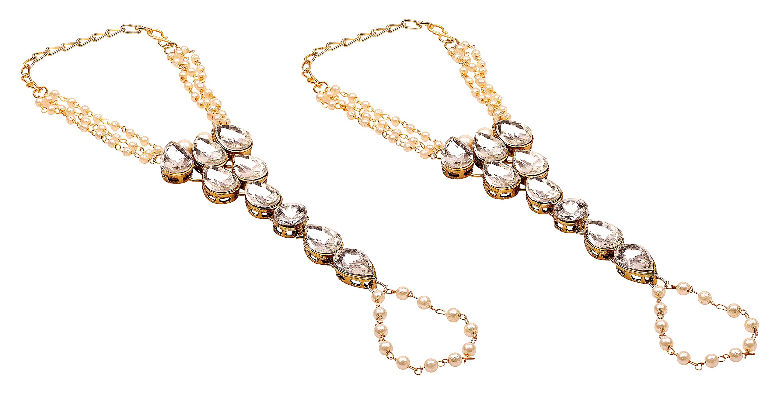 sanjog Traditional Gold Plated Embellish With Kundan & Pearl Adjustable Haath Phool/Panja Bracelet for Girls/Kids-Pack Of 2 (B071DSVV9Y) Amazon Price History, Amazon Price Tracker