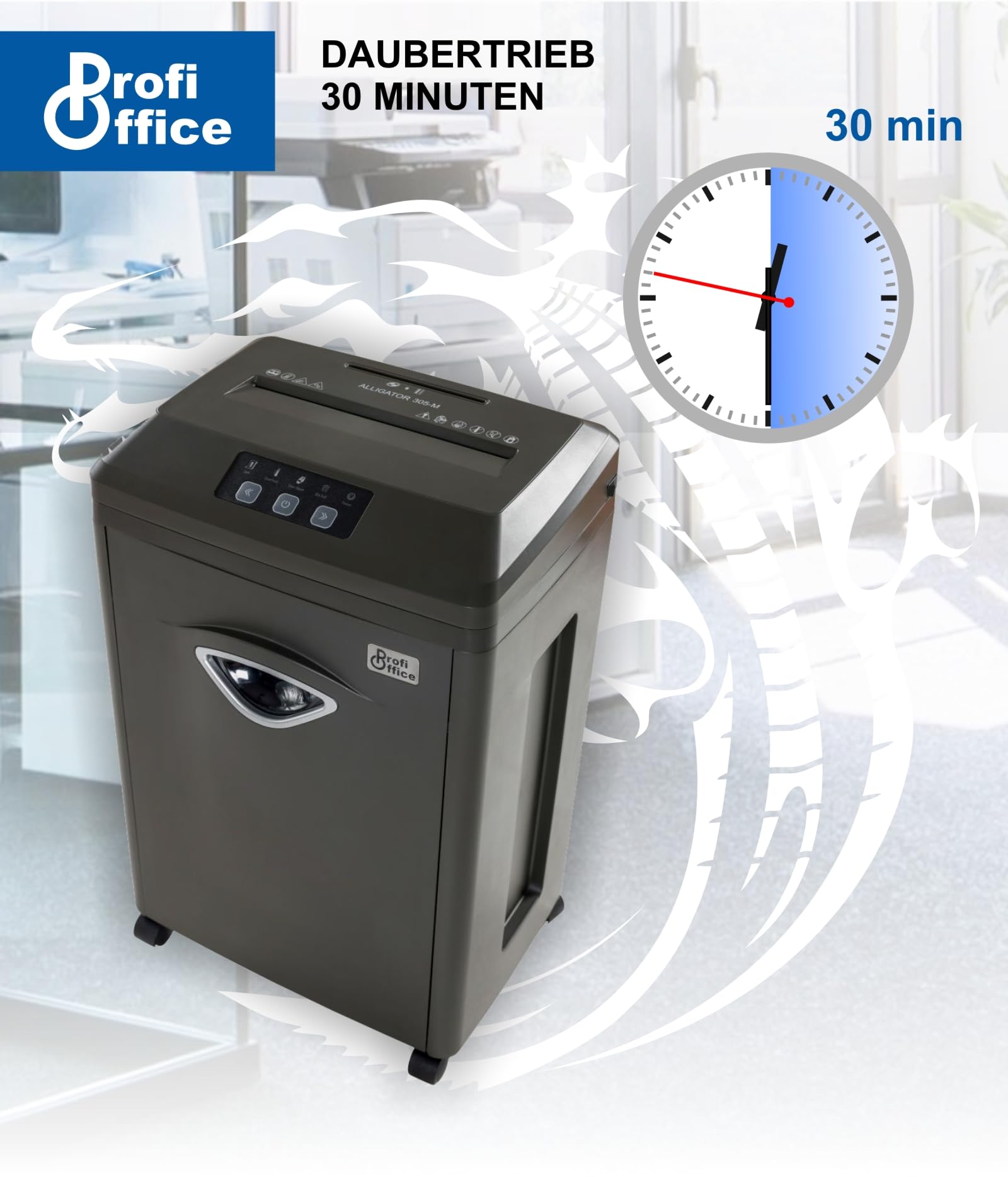 Alligator 305 M Destructora de Papel P7 Super Micro Cut | Trituradora de Documentos RGPD Oficina y Hogar | Microcorte 5 Hojas 1x2mm, 30 Min Continuos, 22L, CD y Tarjetas