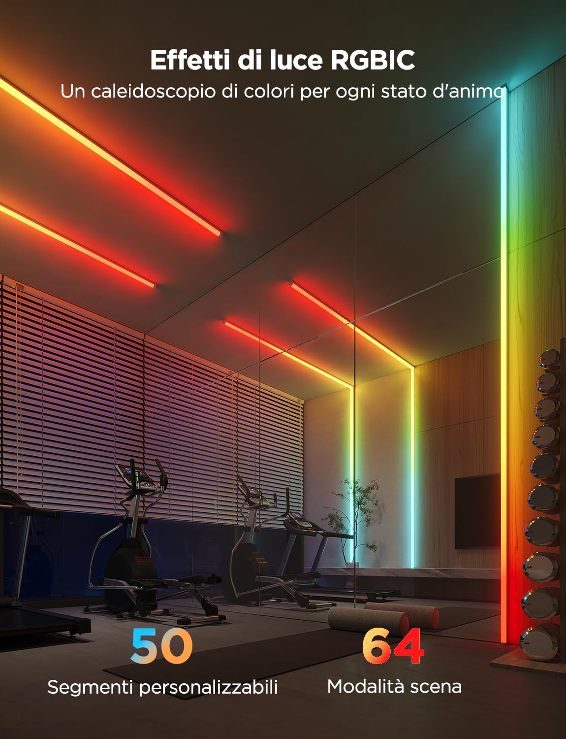 Govee RGBIC Striscia LED con Copertura, 5M LED Profilo con Luci Intelligenti Funzionano con Alexa e Google Assistant, Tagliabile e Collegabile, per Camera da Letto, Battiscopa, Studio, Mobiletto