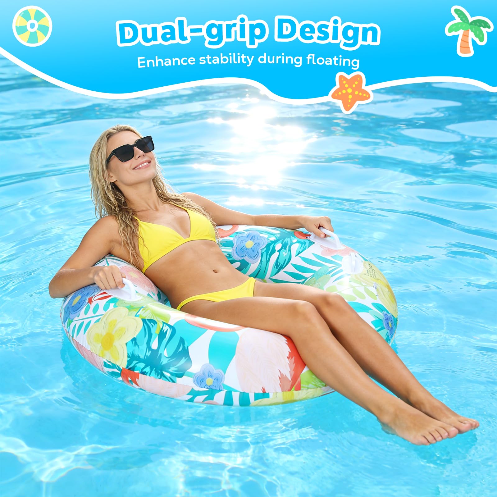 Sirène bleu 110 - Bouée de piscine gonflable pour femmes adultes