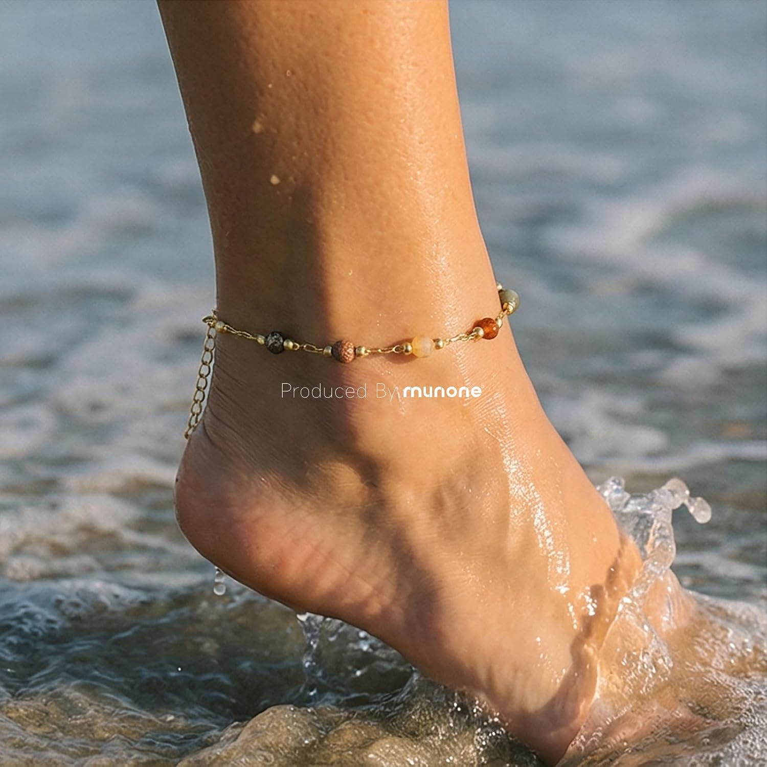 Waterproof Gold Ankle Bracelet for Women,18k Gold Plated Titanium and Stainless Steel Dainty Daily Foot Jewelry Anklet for Women