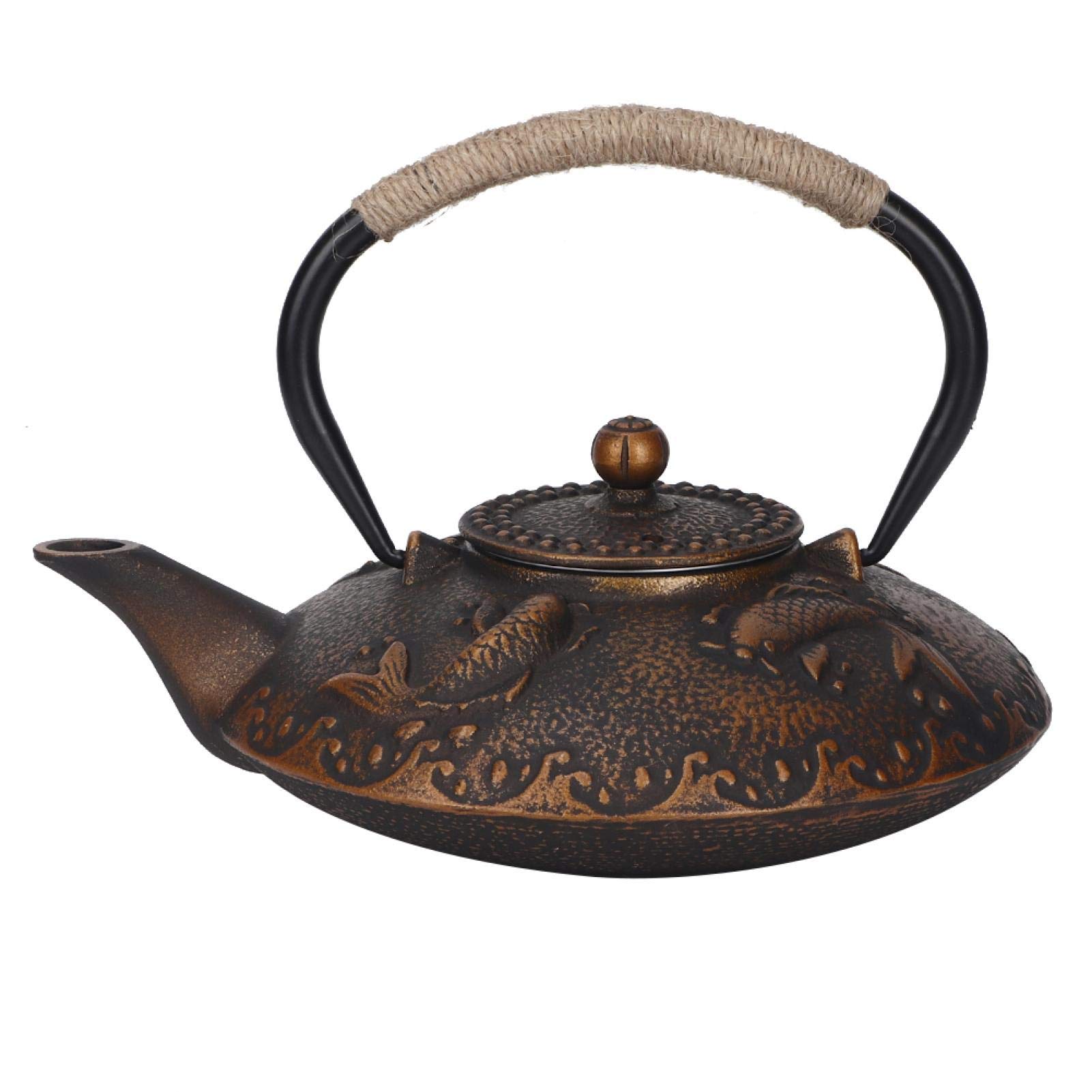 Tetera De Hierro Fundido, Tetera De Hierro Fundido De Peces Koi De Estilo Japonés Con Infusores Para Té Suelto Tetera De Metal Con Tapa 900 Ml