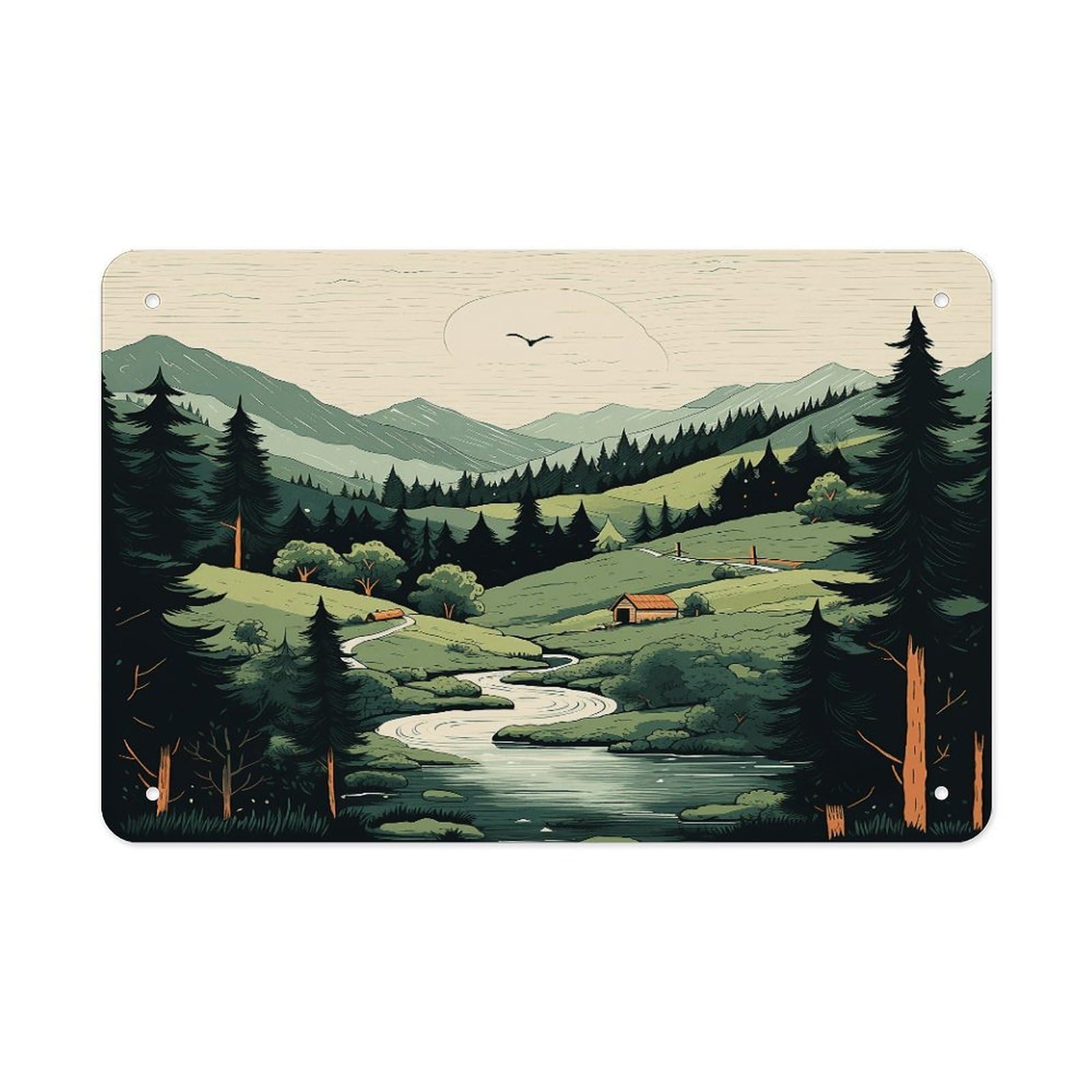Fekiloot Style Outdoor Landscape Metal Signs Wall Art Tin Sign