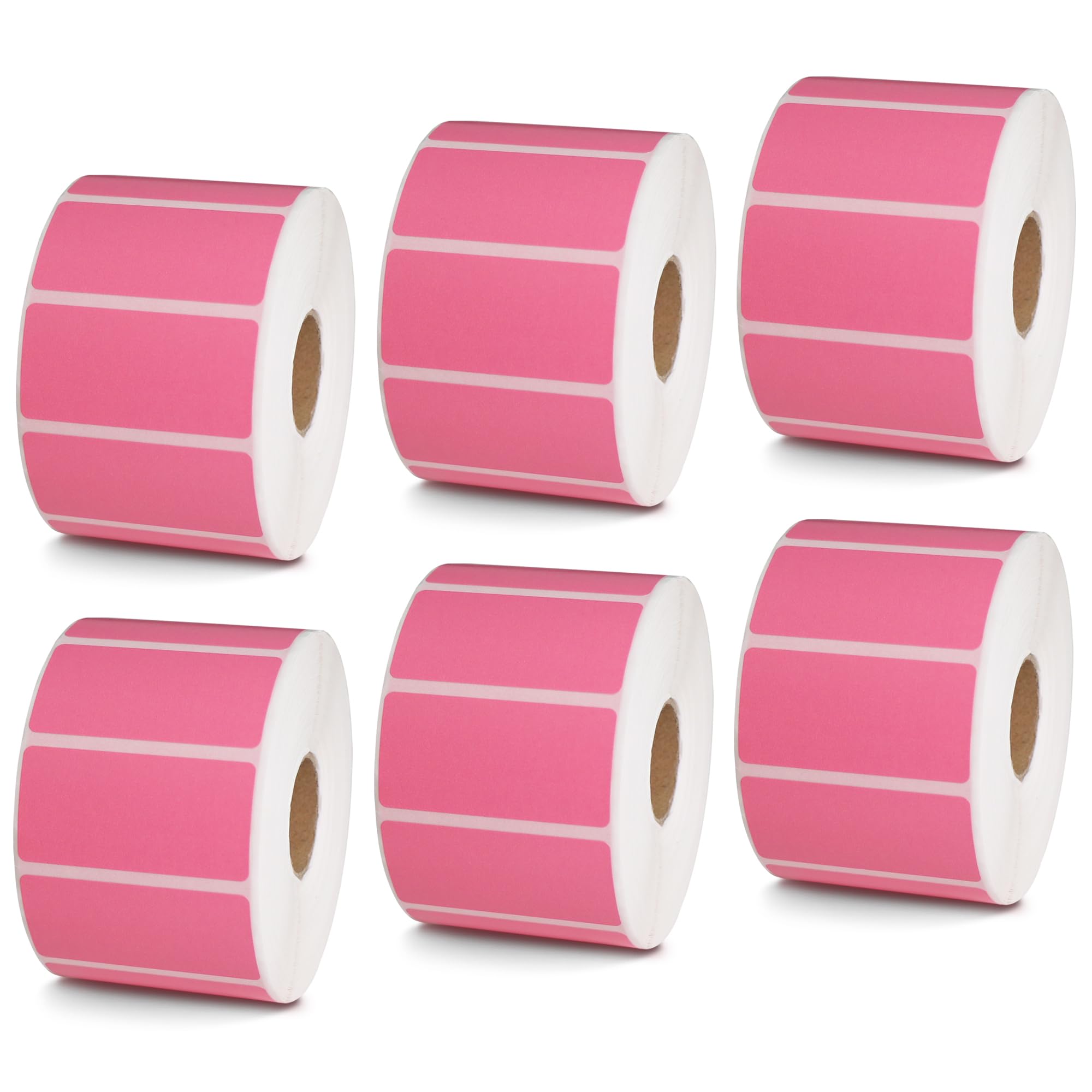 BETCKEY - Etiquetas de código de barras y dirección UPC de 2 x 1 pulgada compatibles con impresora de etiquetas Zebra & Rollo, adhesivo premium y perforado [rosa, 6 rollos, 7800 etiquetas]