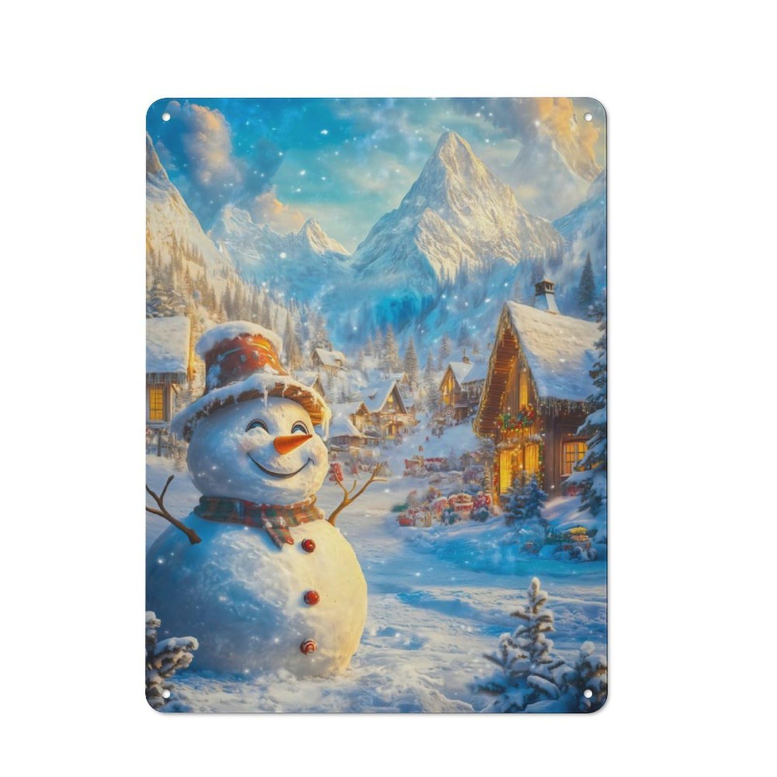 Junmoney Snowman In Winter Wonderland For Lounge Or Reading Corner, Rustic Tin Sign 40X30cm, For Home Interiors, Feature Walls And Decorative Displays