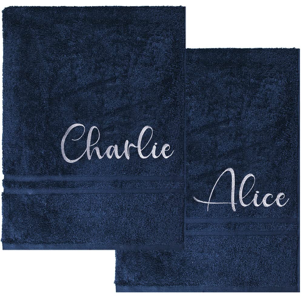 Teddyt's French Navy Personalised His & Hers Bath Towels Gift Set