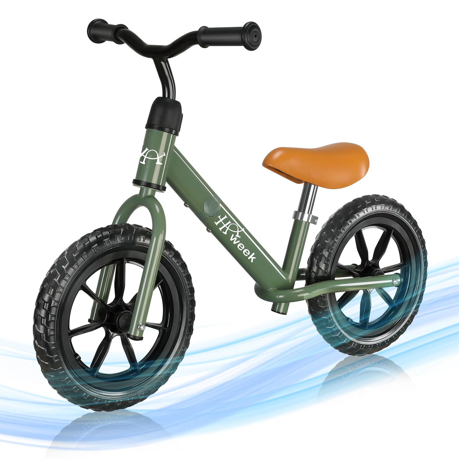 HAWEEK Toddler Balance Bike 12” No Pedal Training Bicycle for Kids 24 Months to 5 Years Tool-Free Adjustments Seat and Handlebar Best Gift for 2-5 Boys Girls (Green)