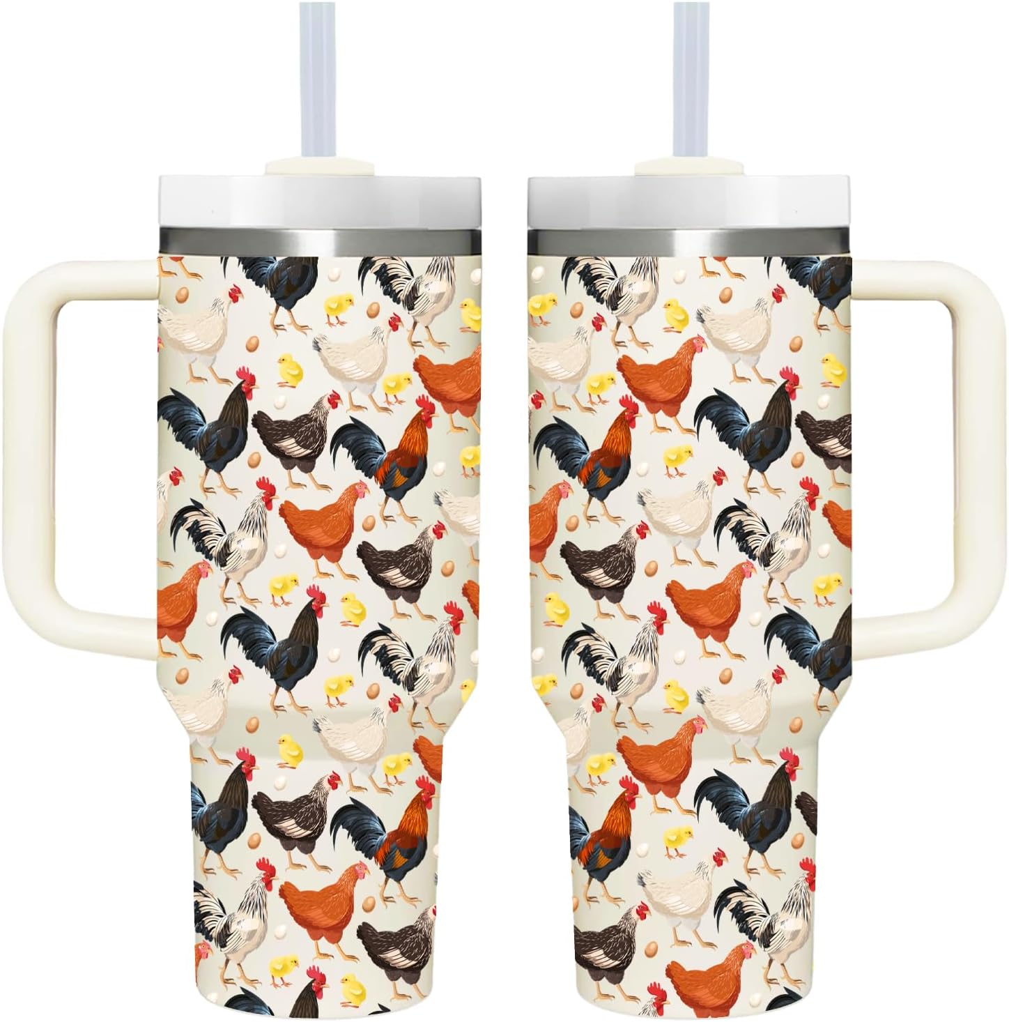 Chicken Gifts.40oz Chicken Tumbler with Handle.Chicken Lover Cup Gift.Birthday Christmas Chicken Tumblers Gift for Women Men.