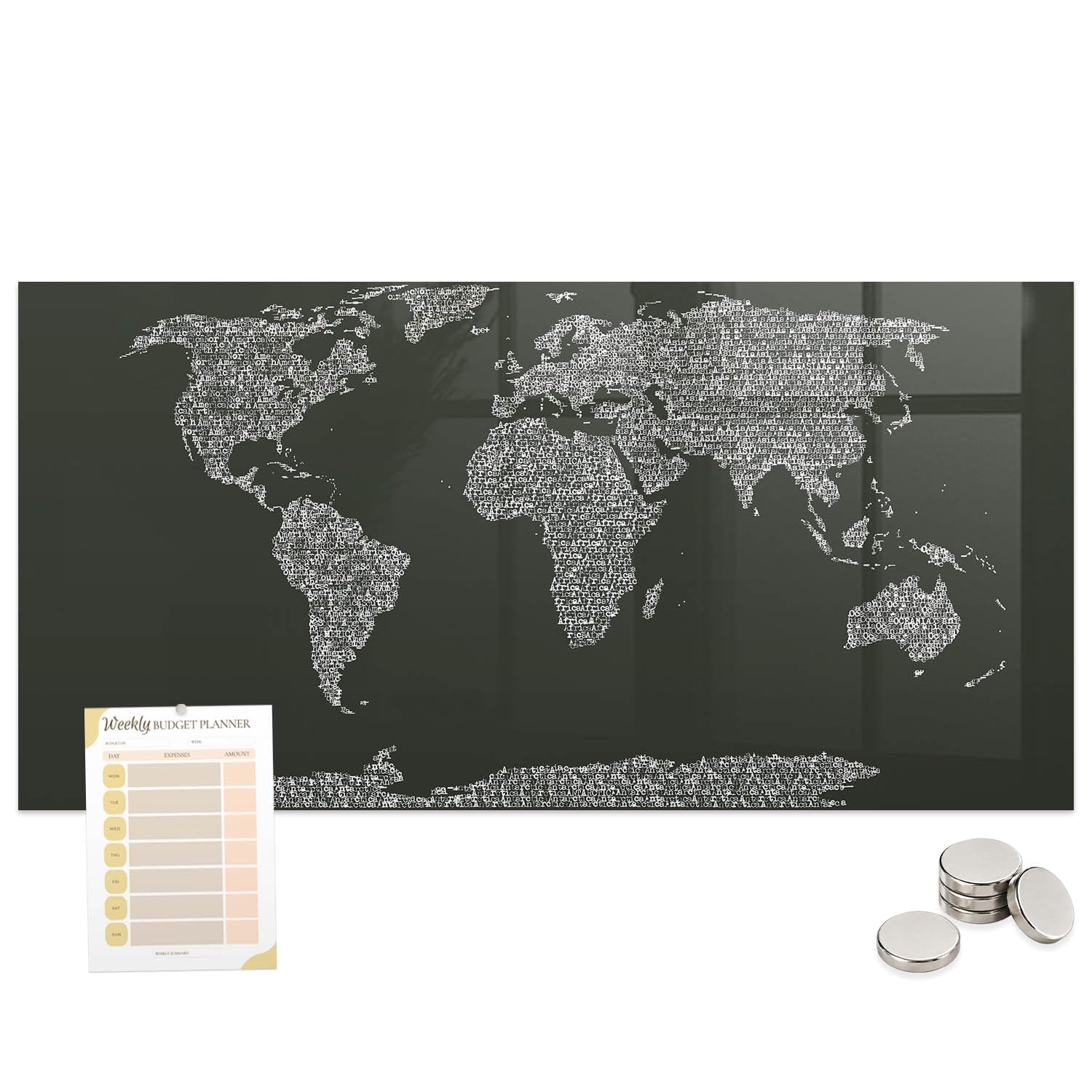 Tablero imantado de cristal templado 100x70 para organizar tareas y fijar notas con imanes. 8