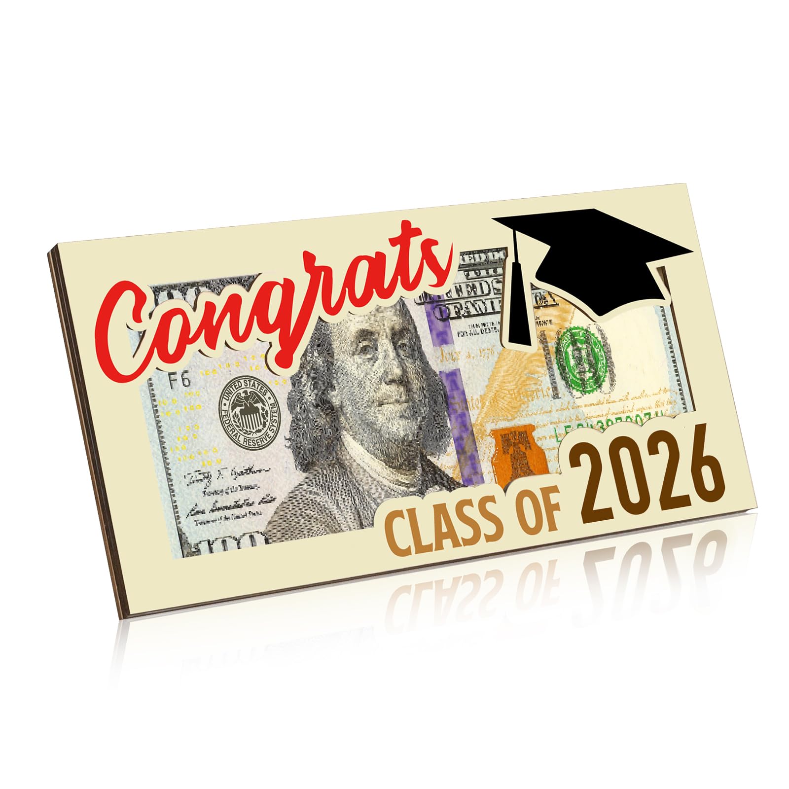 Demonwer Graduation Money Holder Money Clip for Cash Gifts Graduation Wooden Cash Holder Congrat Grad Cash Envelope Class of 2026 Graduation Gifts for