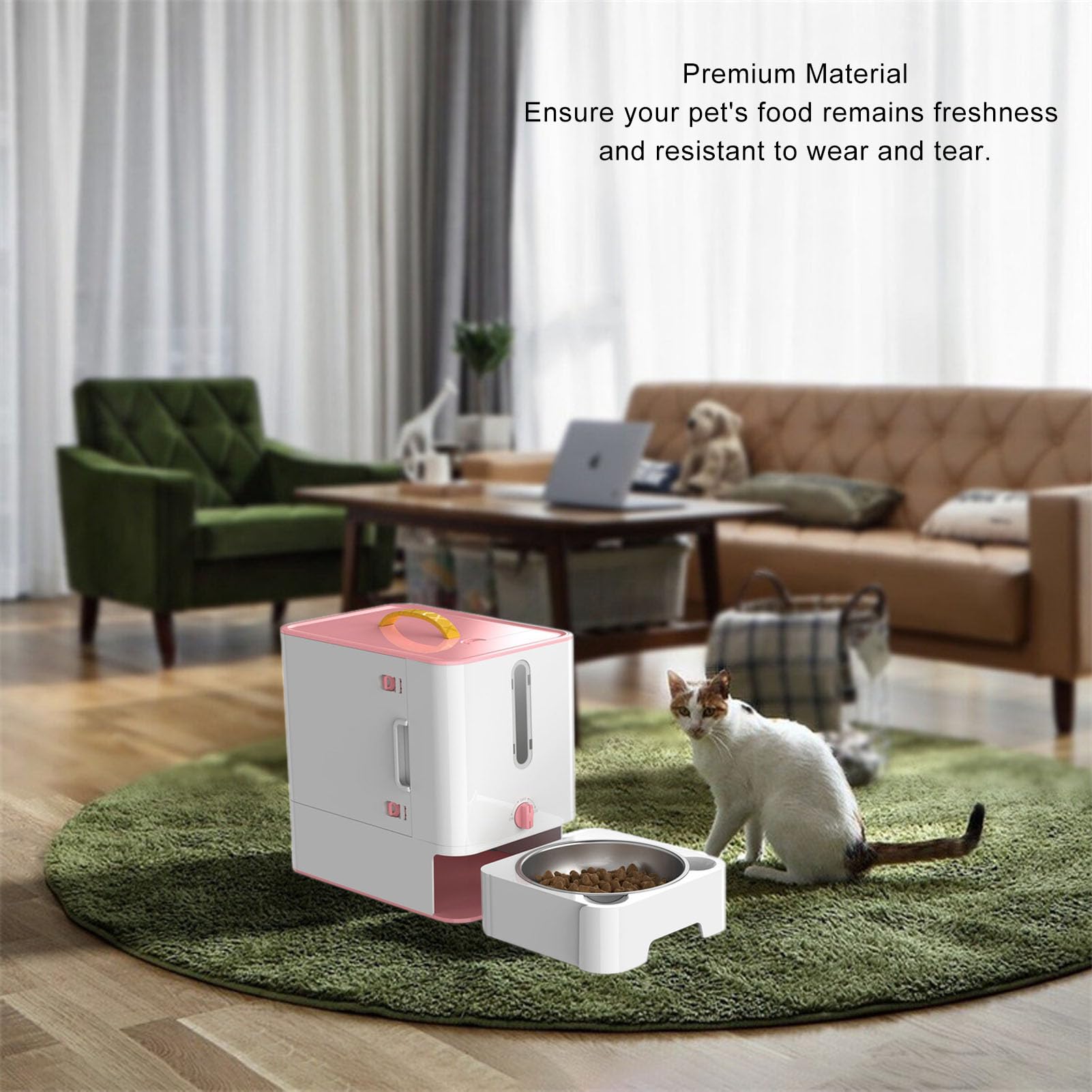 Contenitore per alimenti per animali domestici, dispenser portatile per cibo per cani e gatti, organizer per snack di grande capacità, design compatto salvaspazio, stile semplice per casa