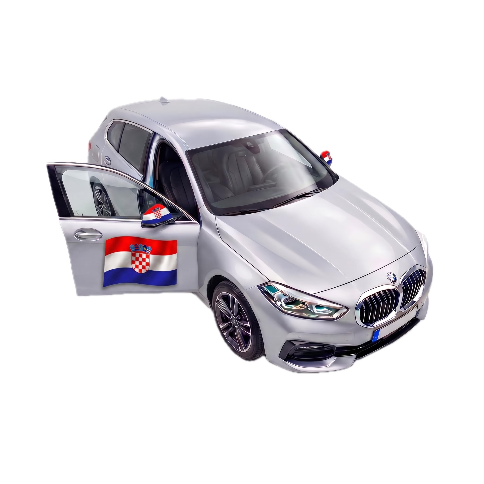 Sonia Originelli Fanset Fanartikel für das Auto Außenspiegelfahnenset Magnetfahnen für die Türen EM WM Fussball, Farbe: Kroatien