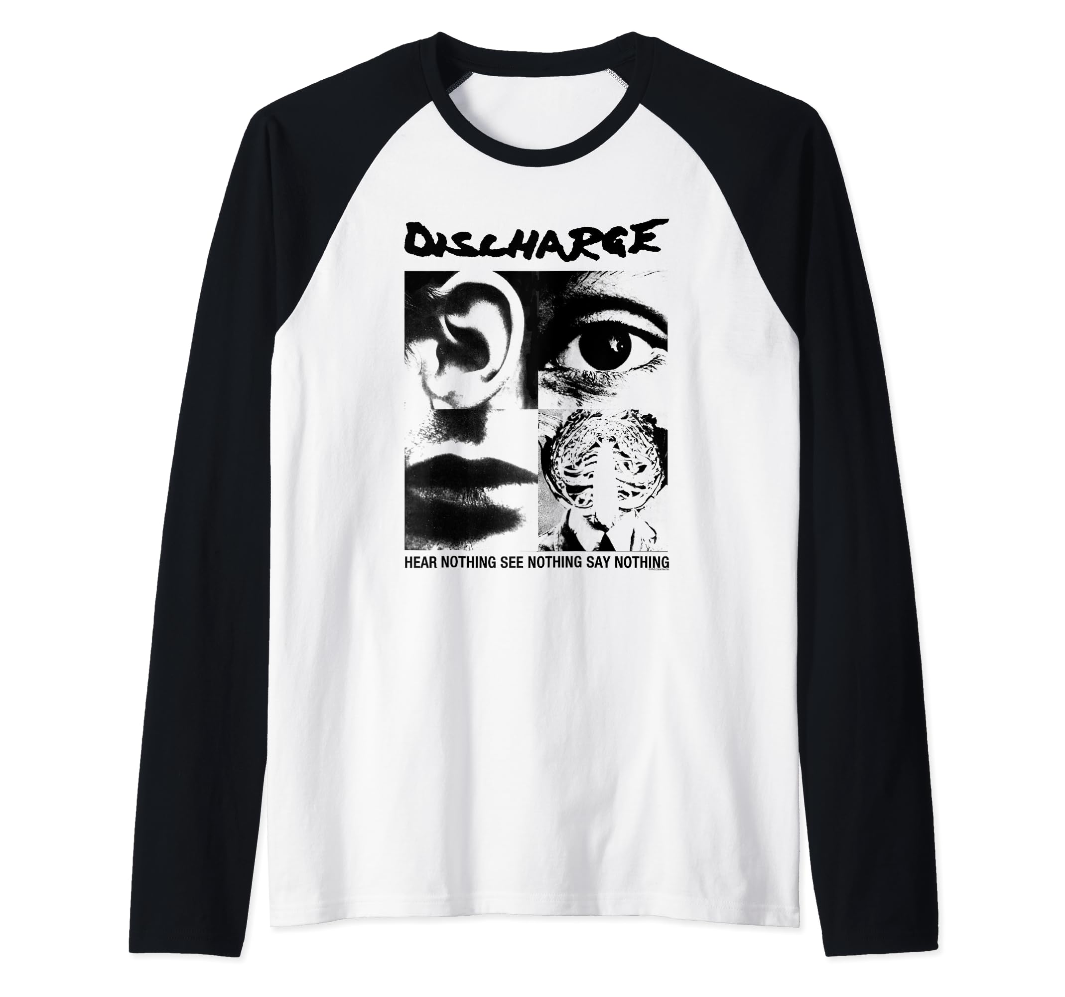 Discharge - Hear Nothing - Official Merchandise Raglan Baseball Tee